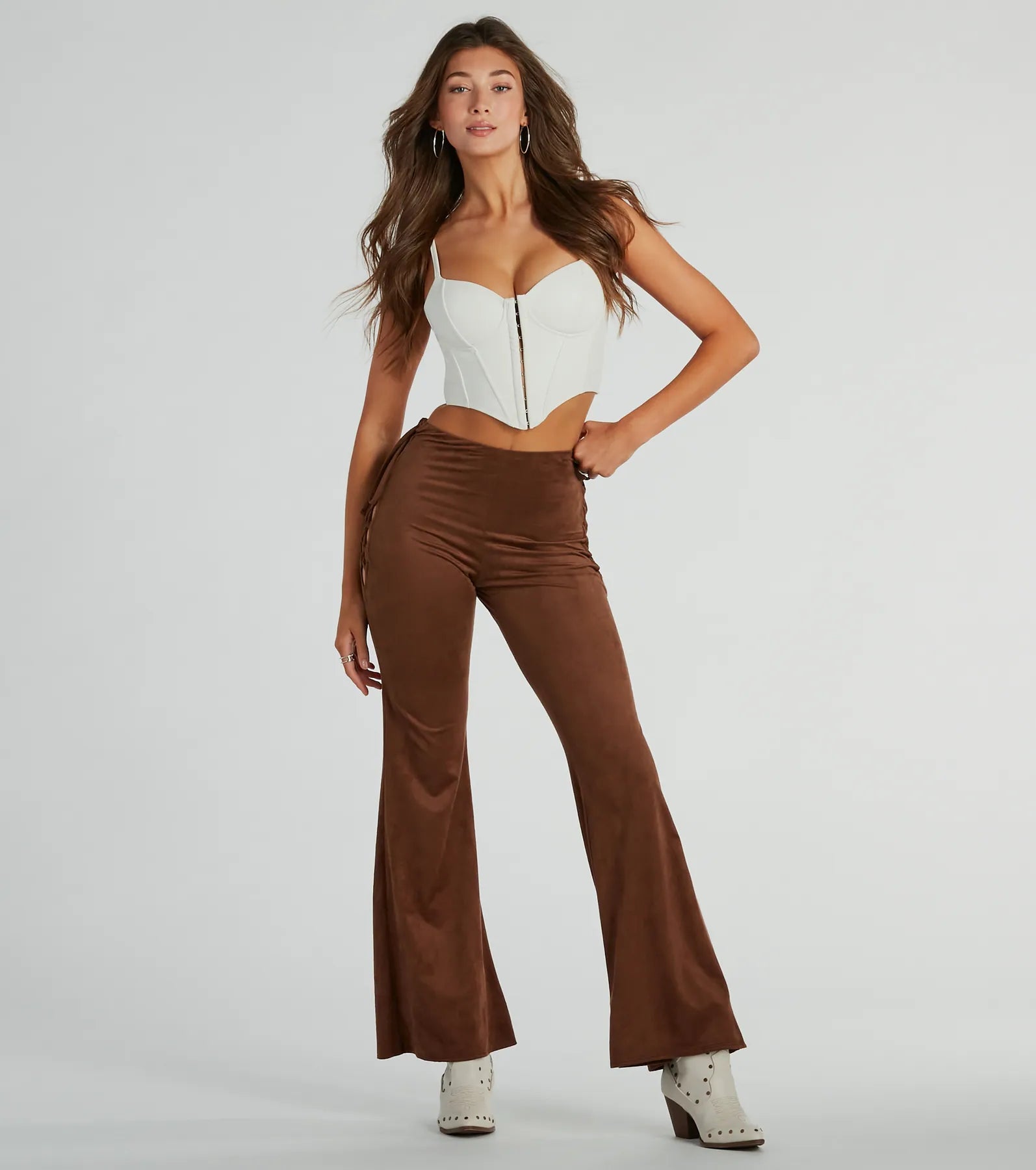 Ultimate All Laced-Up Flare Faux Suede Pants