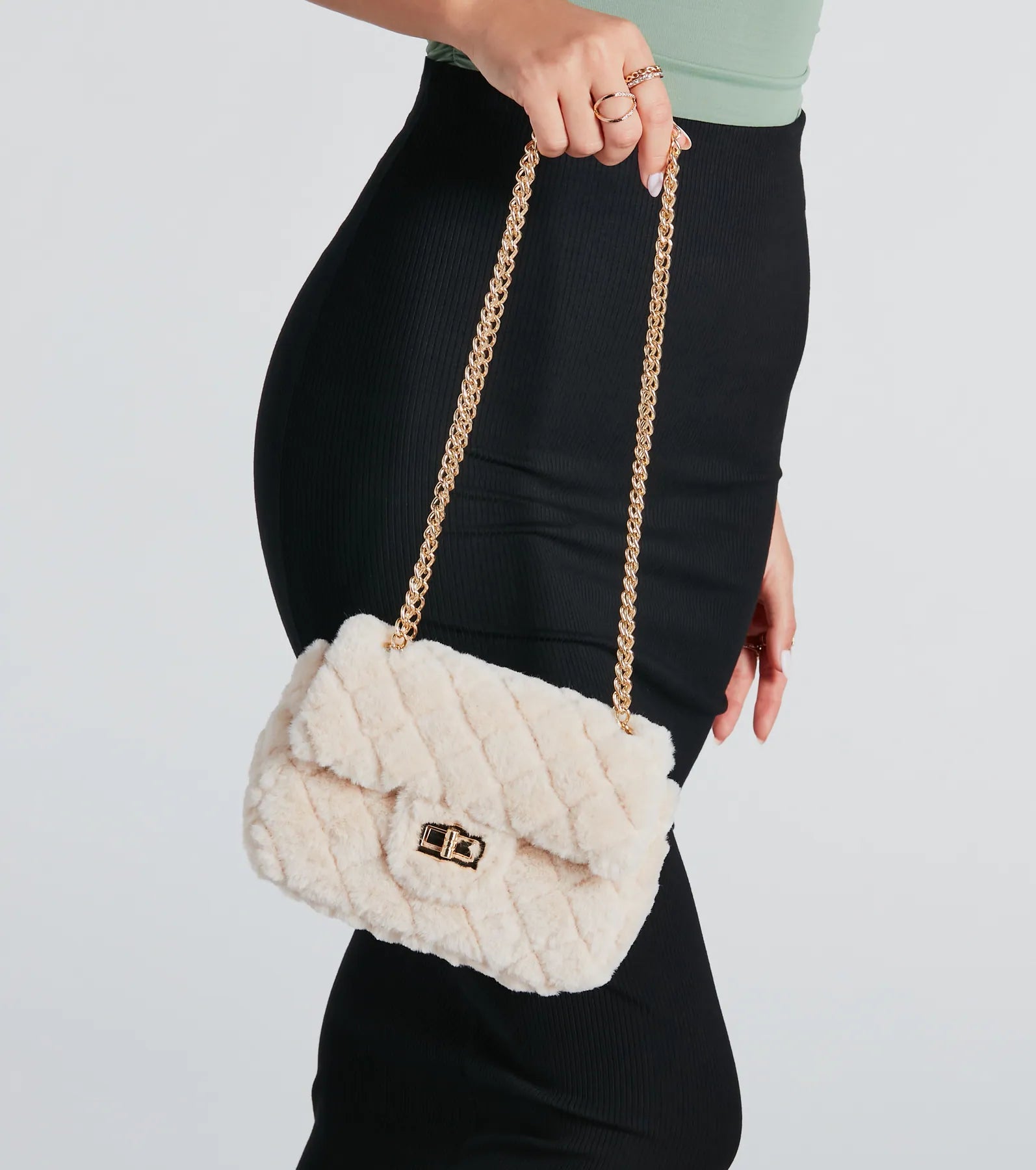 Premium Faux Fur Quilted Crossbody Bag - Ultimate Style Statement