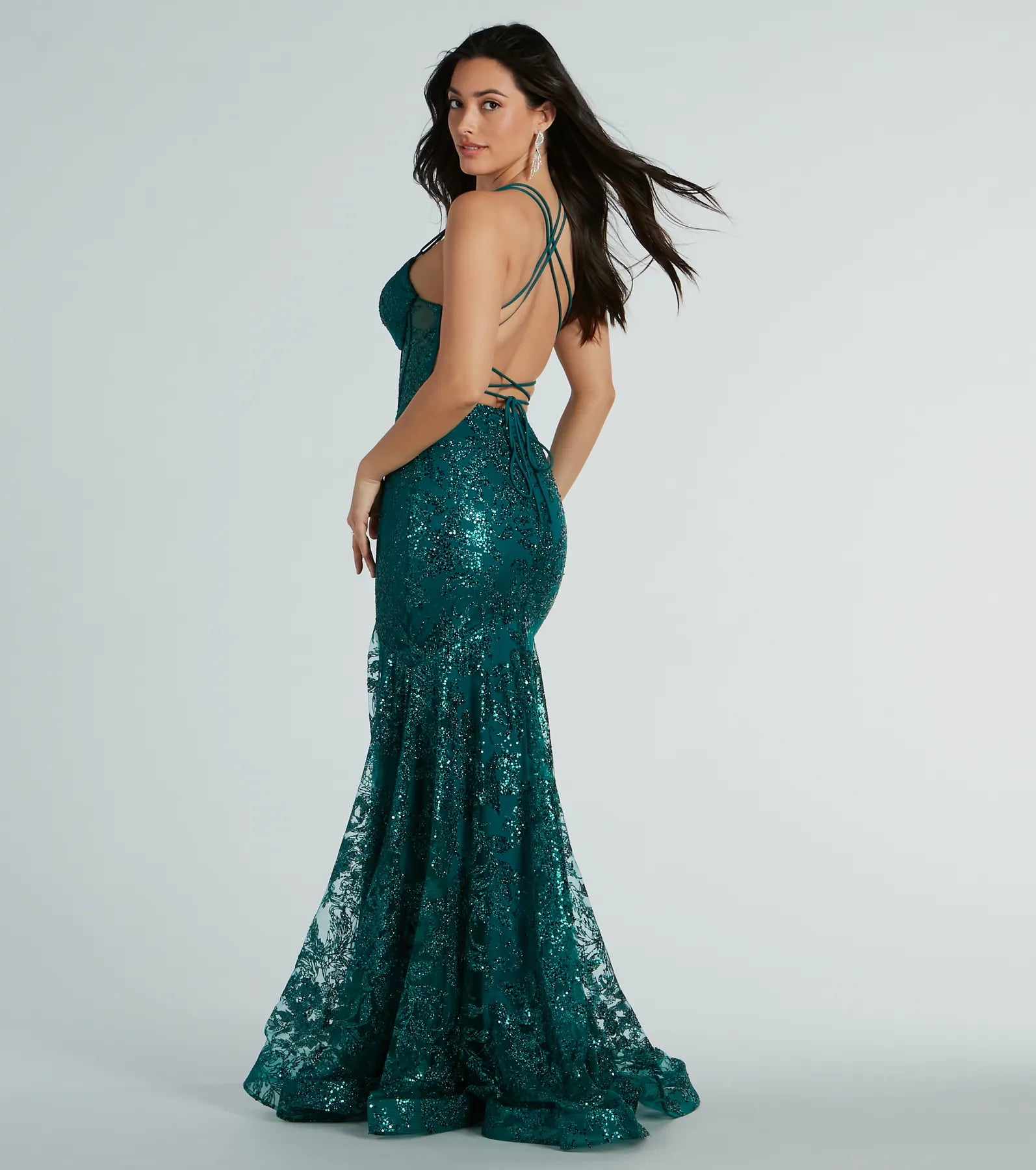 Ultimate Glamour: Amal Bustier Lace-Up Mermaid Sequin Gown