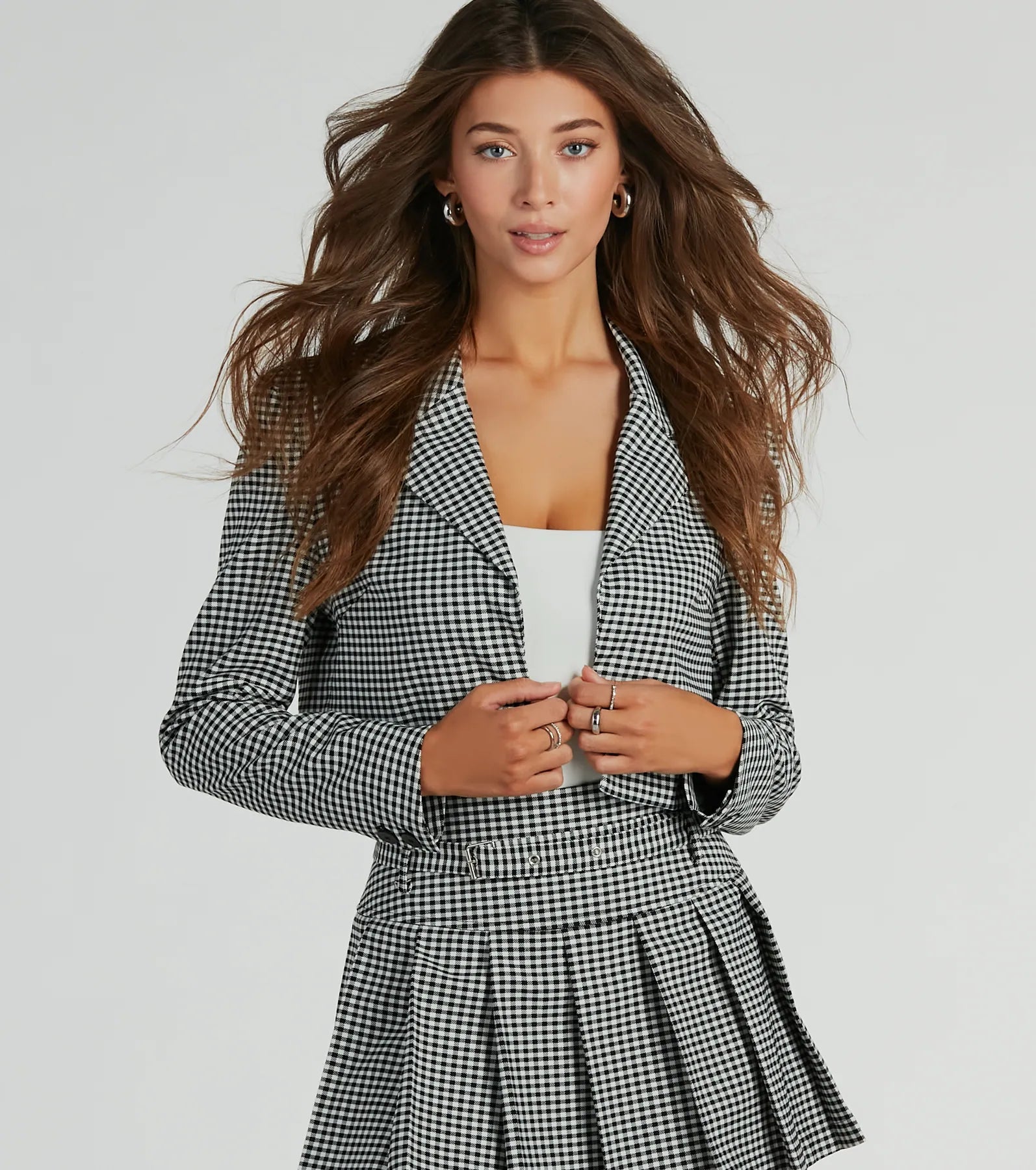 Ultimate Preppy Gingham Cropped Blazer