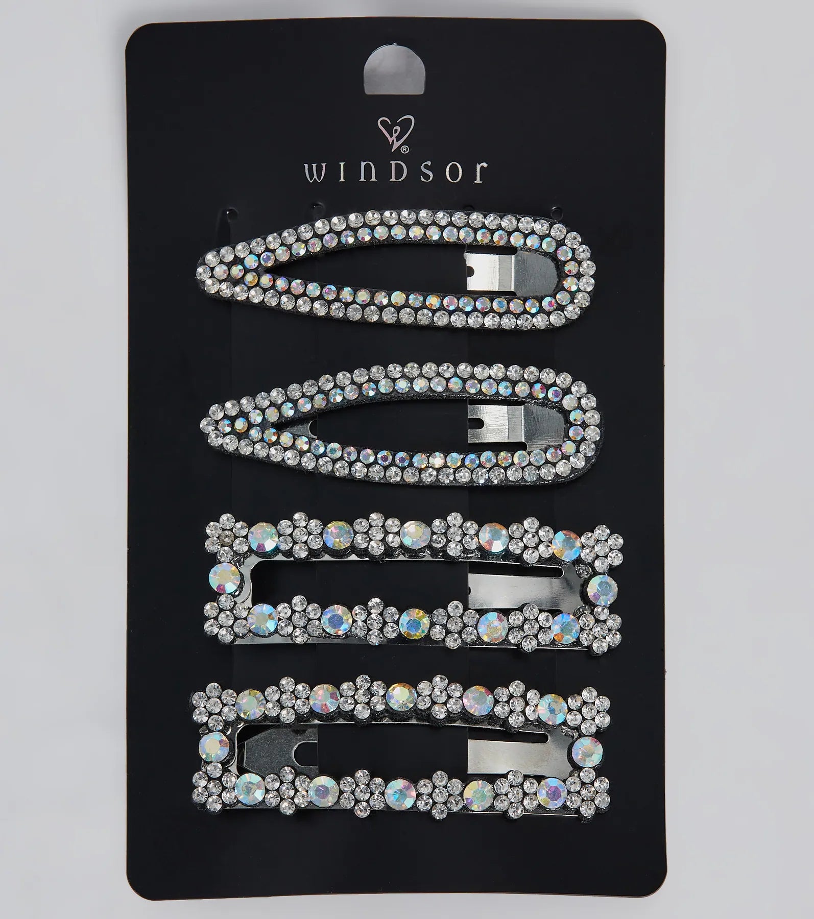 Ultimate Iridescent Sparkle Rhinestone Hair Clip Set - 4 Pack