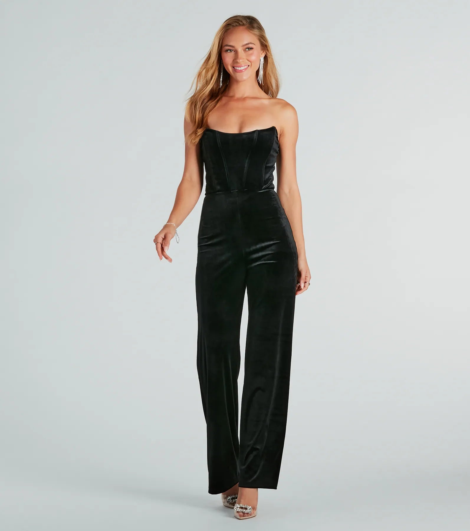 Ultimate Luxe Velvet Corset Jumpsuit - Premium Party Wear