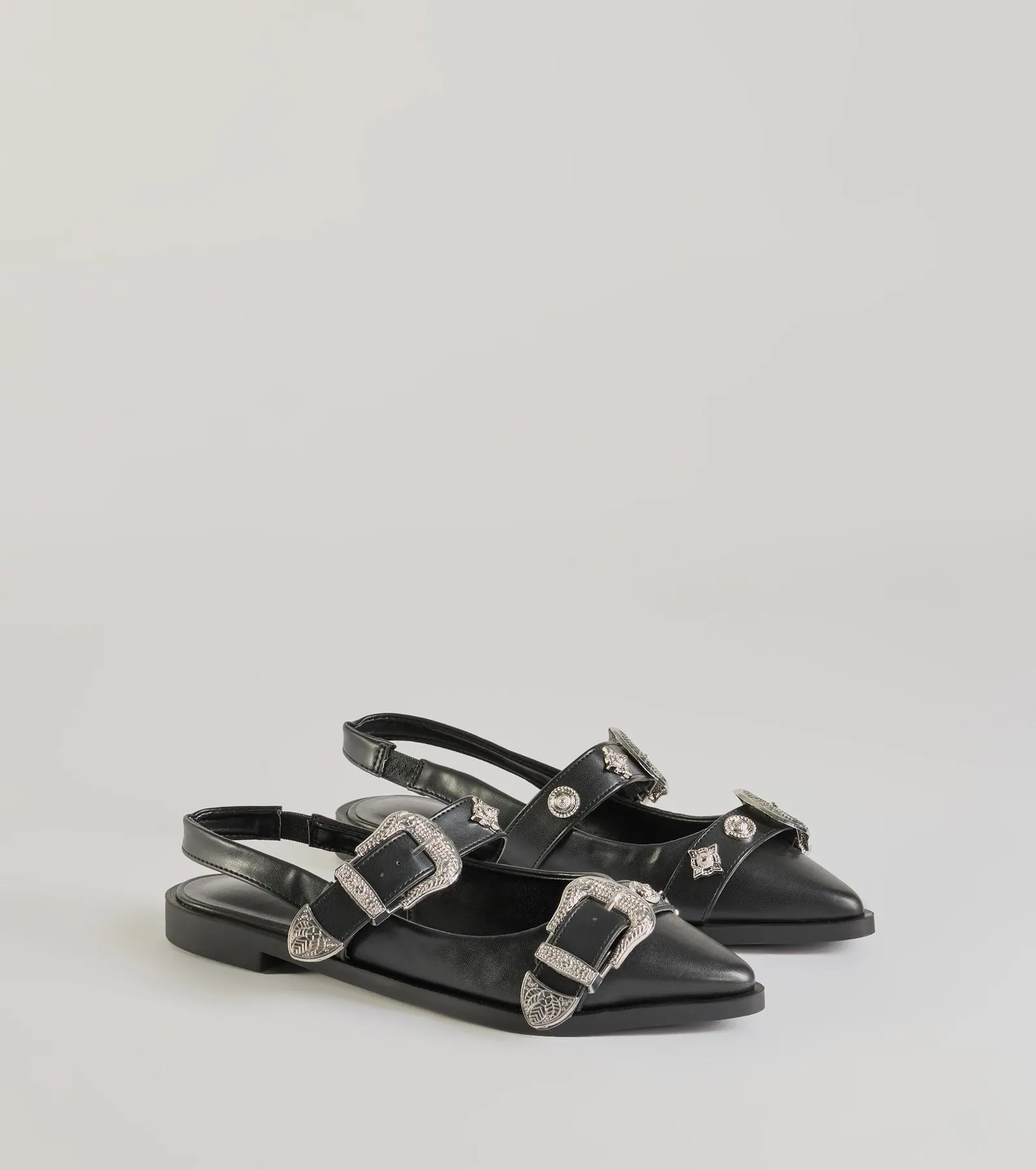 Premium Western Flair Buckle Strap Sling-Back Flats