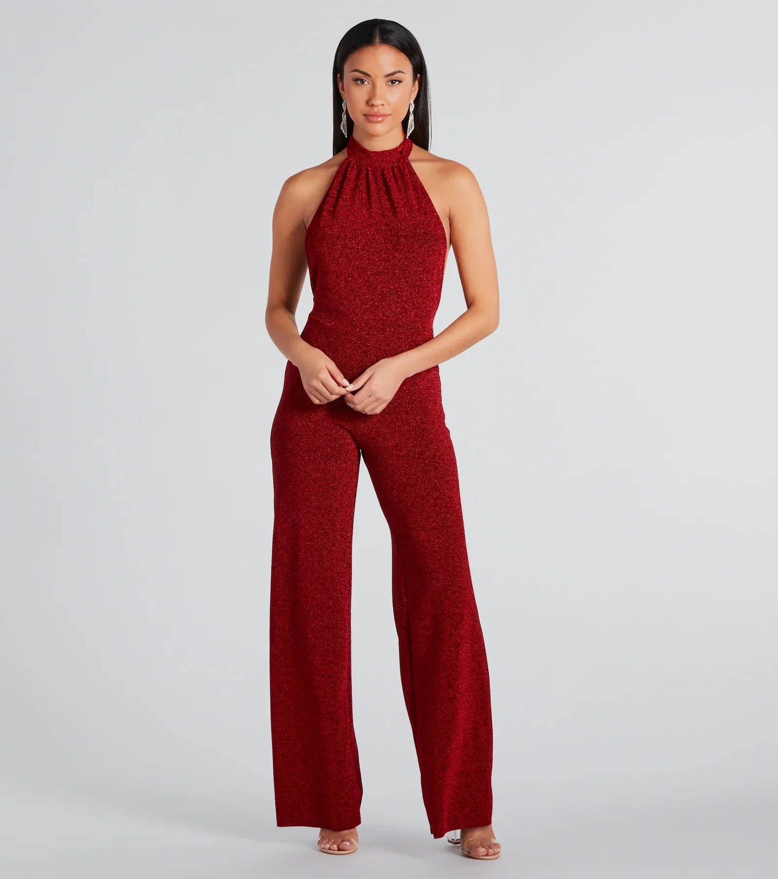 Ultimate Spark Of Glamour Halter Backless Jumpsuit