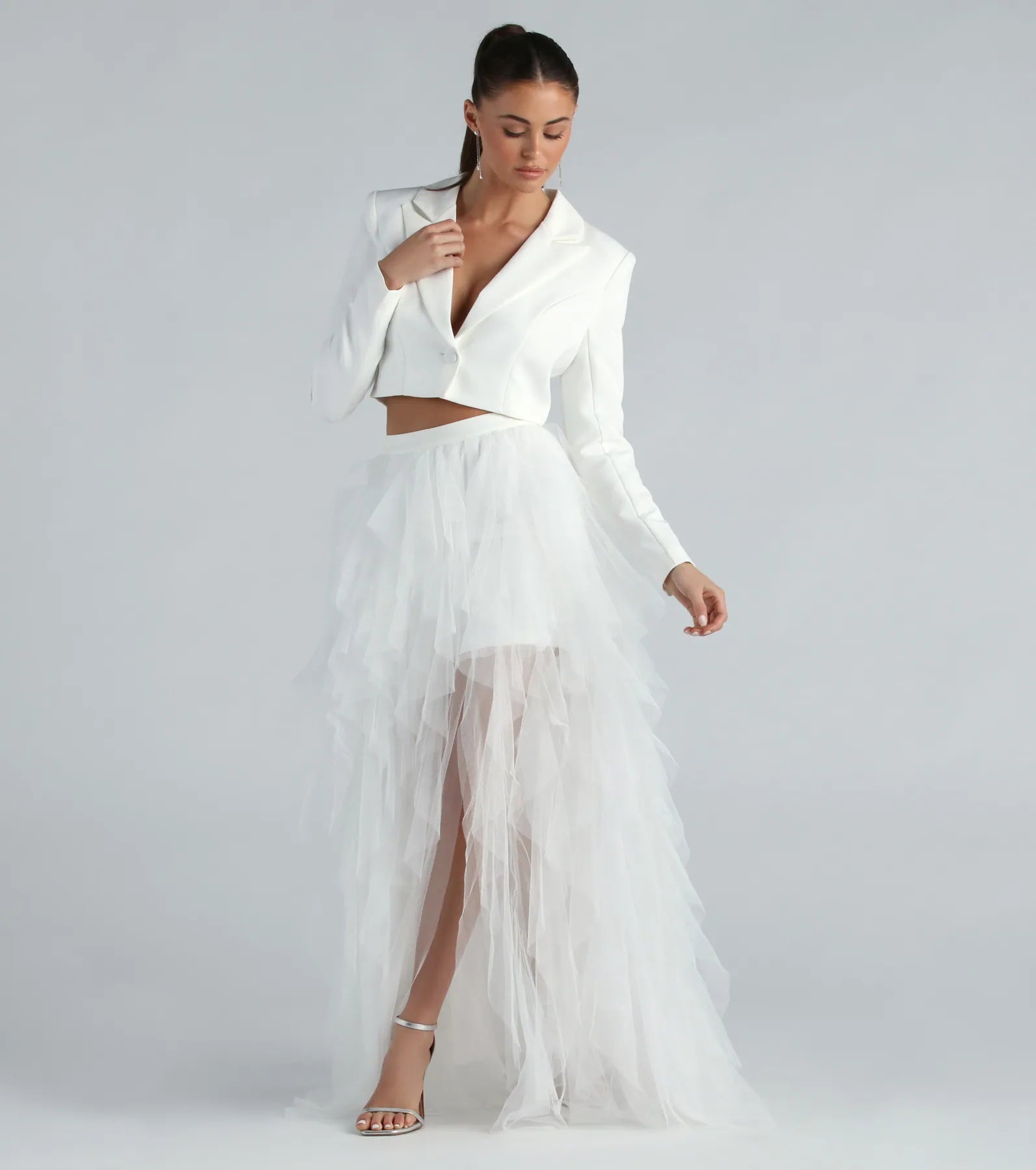 Premium Korrie Formal High-Rise Tulle Slit Maxi Skirt - Ultimate Elegance