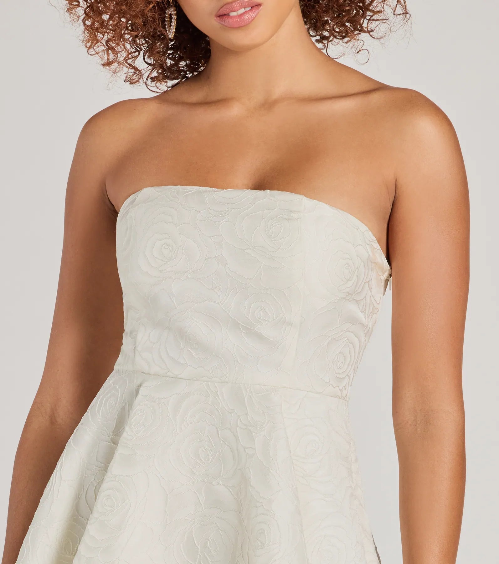 Ultimate Elegance Strapless Floral Satin Romper