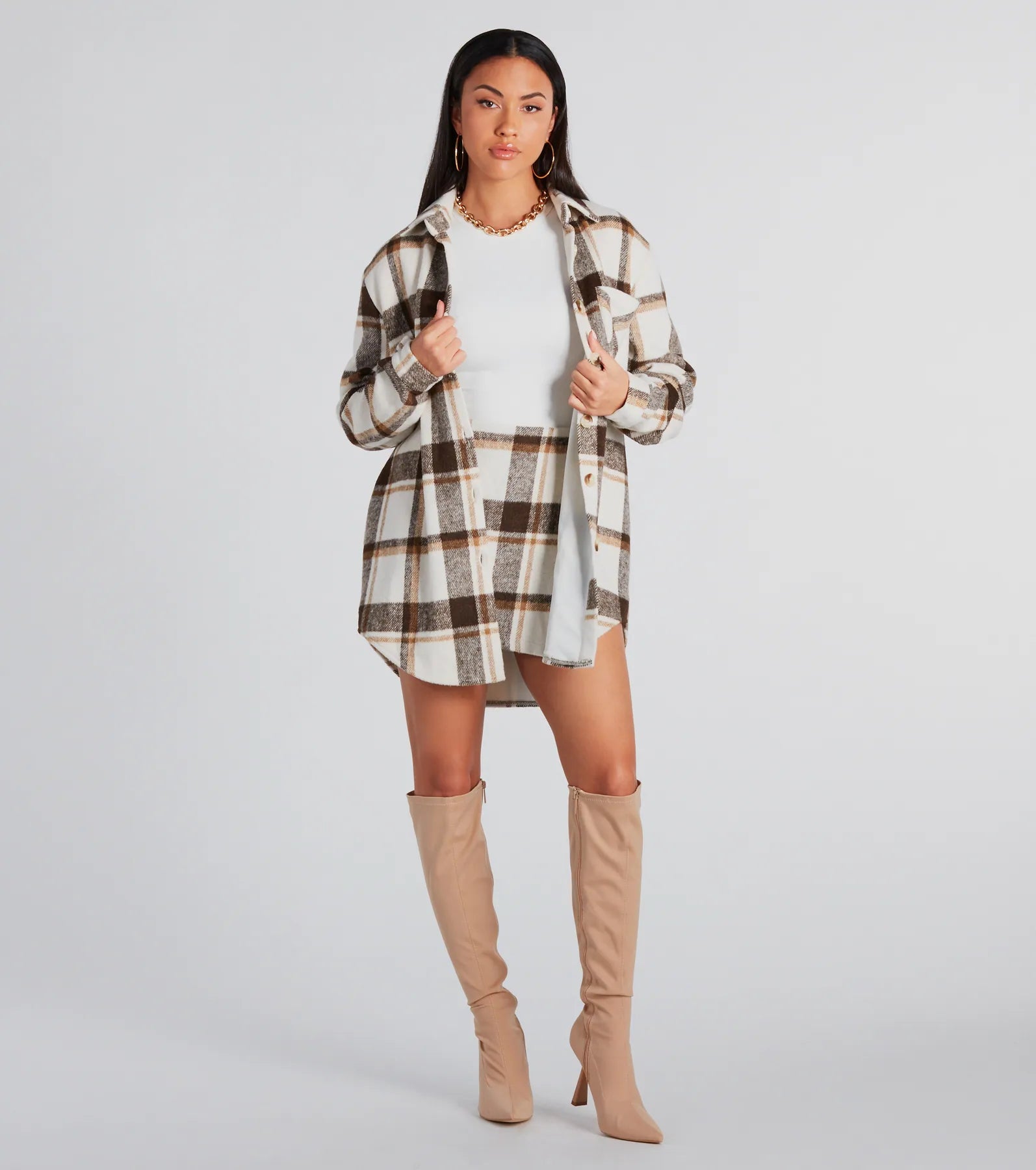 Ultimate Cute Vibes Plaid Long Shacket - Premium Edition