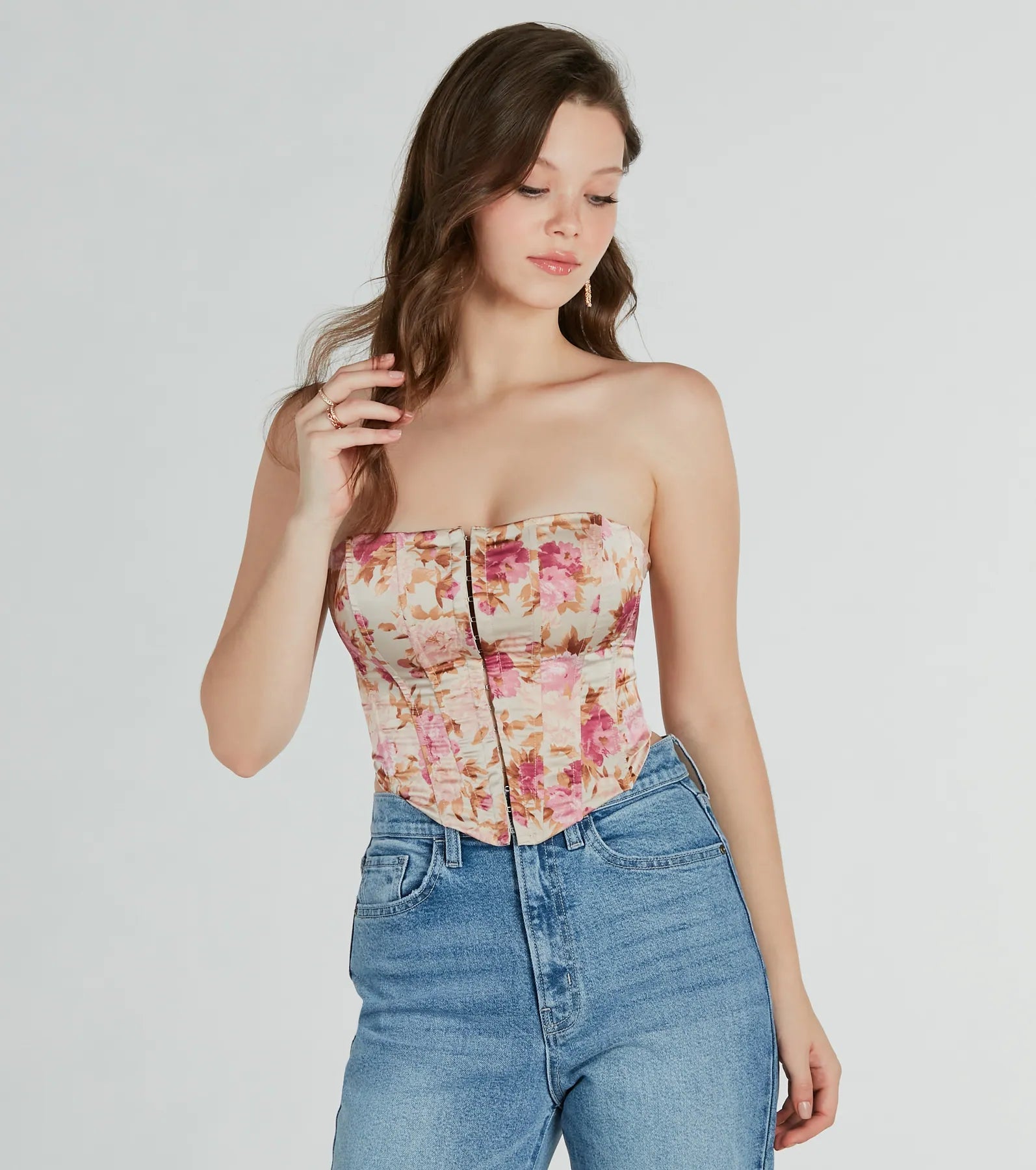 Premium Floral Lace-Up Corset Top - Time To Bloom Collection