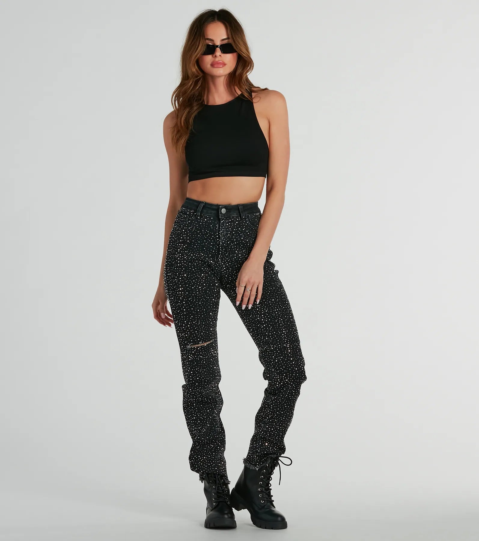 Ultimate Glam Rhinestone High-Waist Jeans