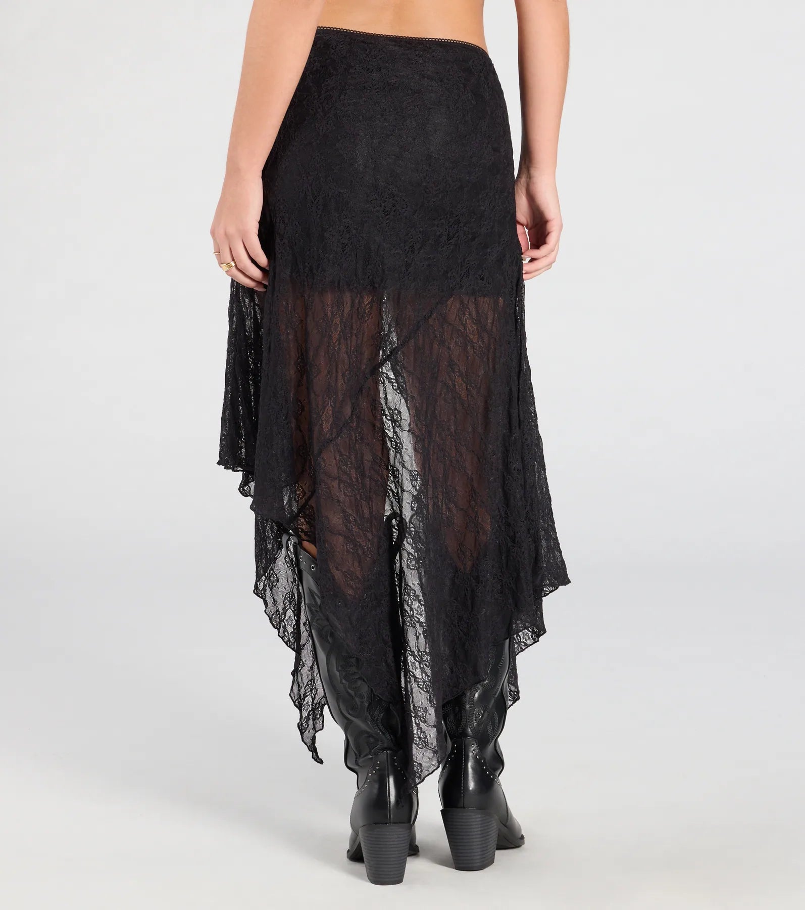 Premium Boho Sheer Lace Asymmetric Maxi Skirt - Ultimate Flowy Style