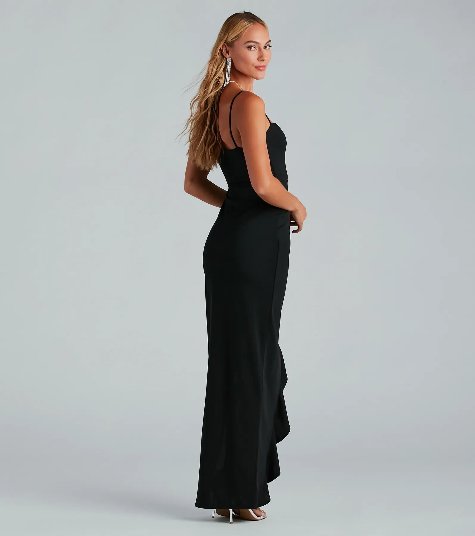 Wynter Premium Formal Crepe Ruffle Gown