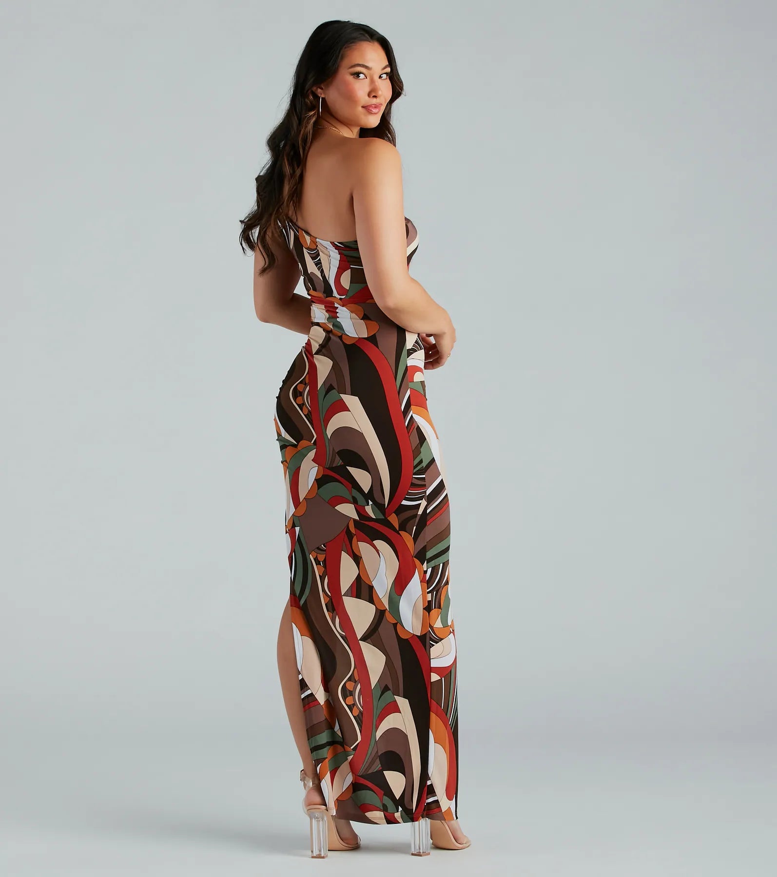 Ultimate Artsy Dreamer One Shoulder Abstract Maxi Dress