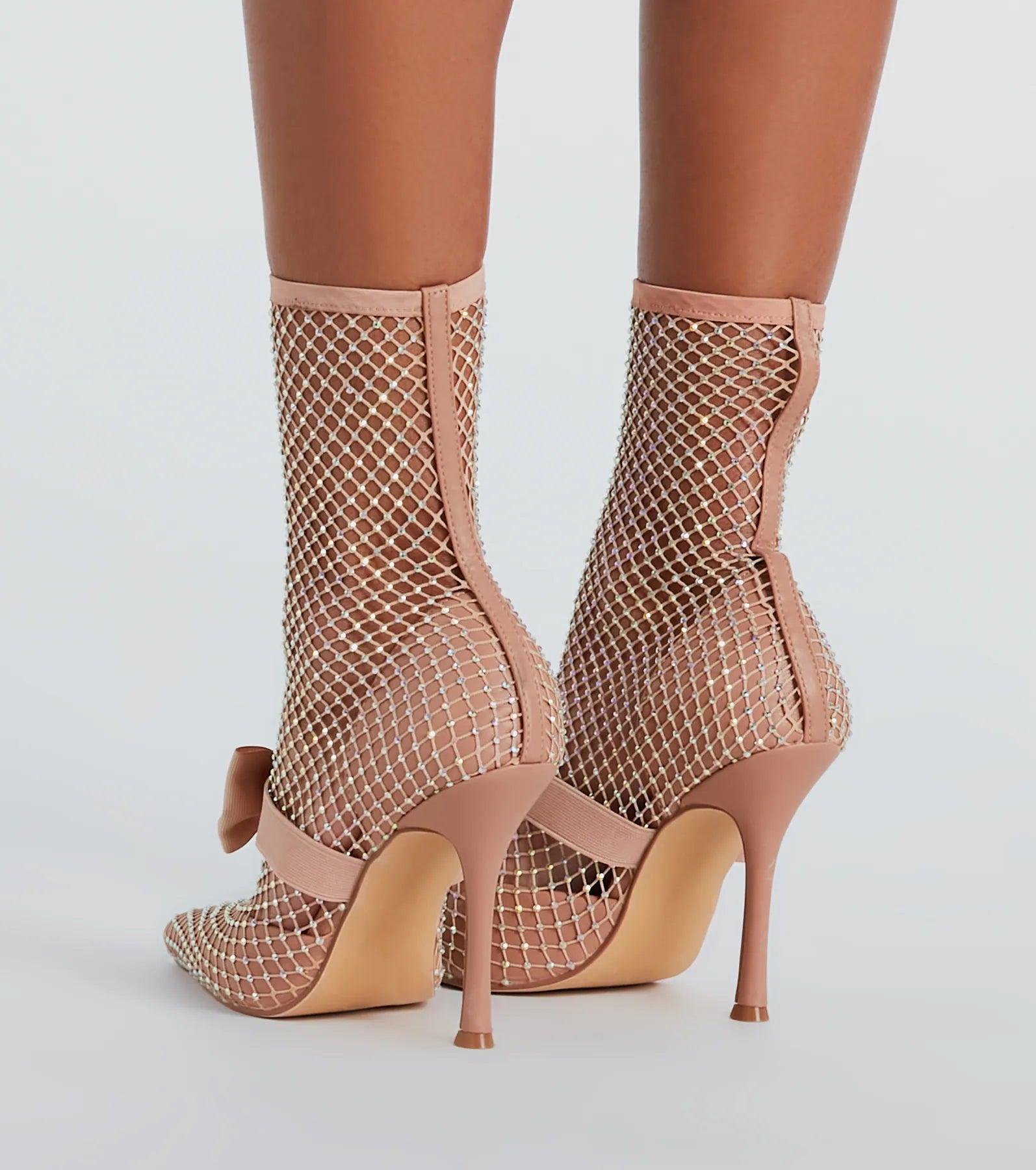 Premium Rhinestone Fishnet Stiletto Boots - Ultimate Glamour