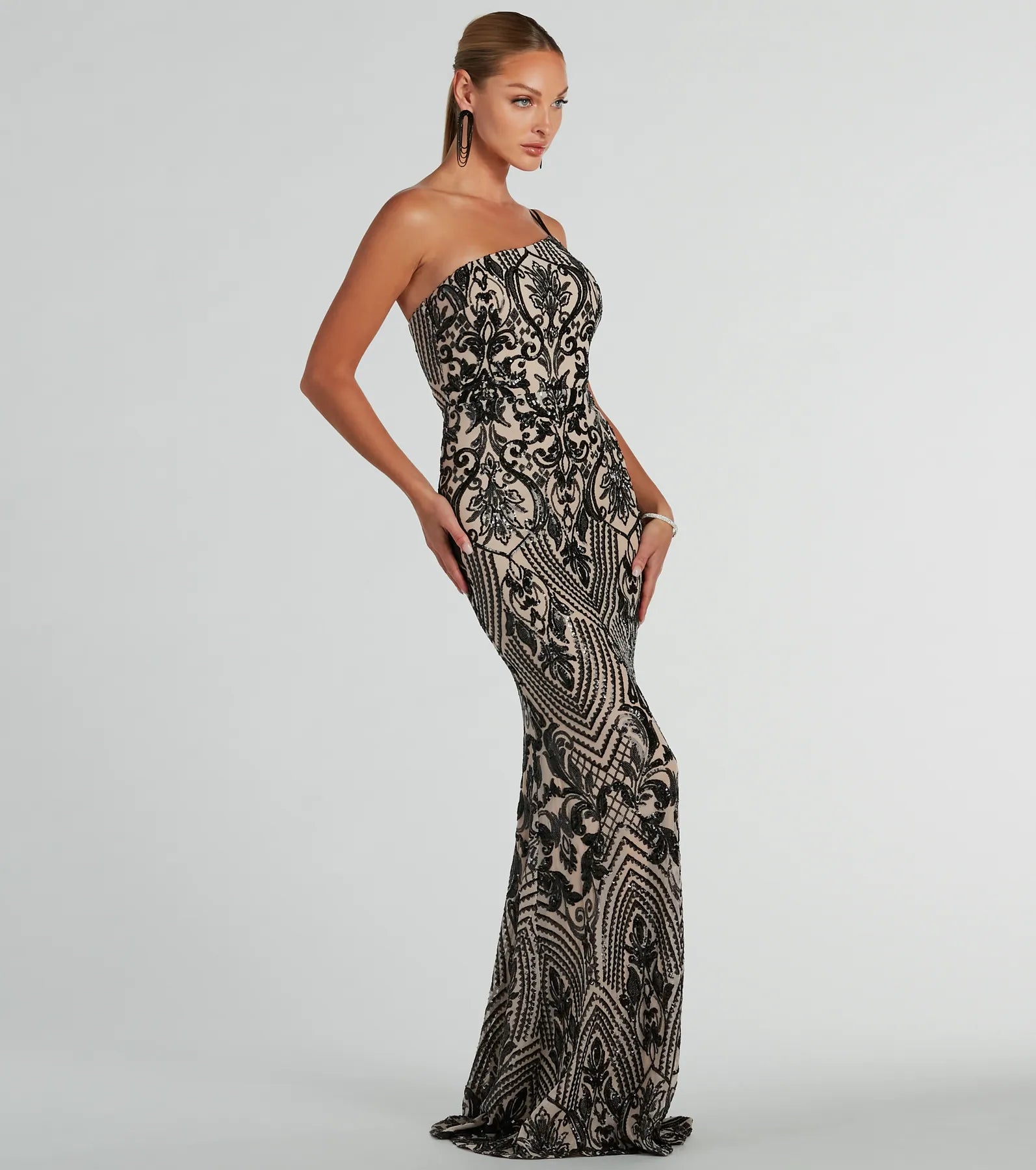 Sarah Premium One-Shoulder Mermaid Sequin Gown