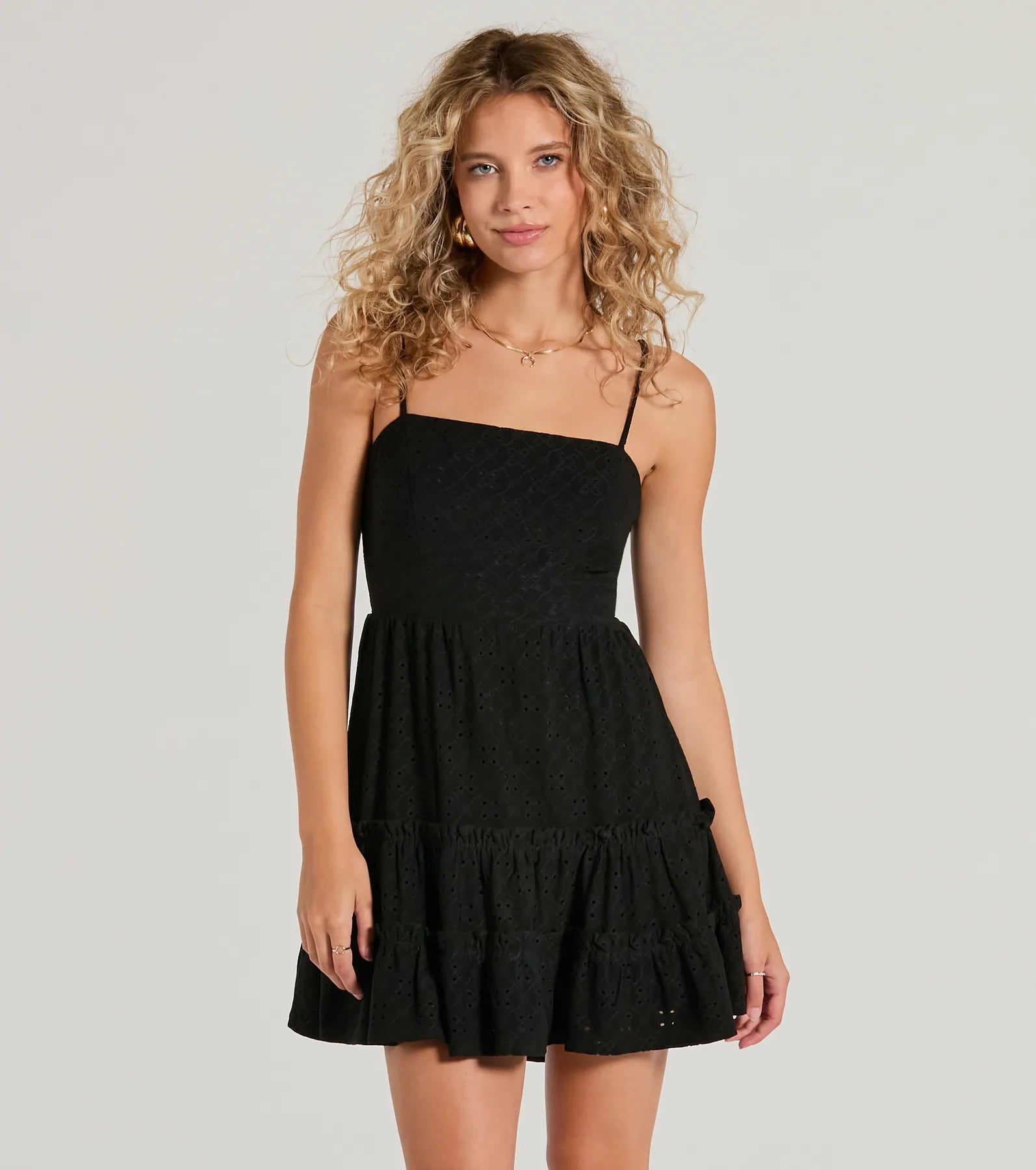 Ultimate Amore Tie-Back Eyelet Mini Dress | Premium Weekend Style