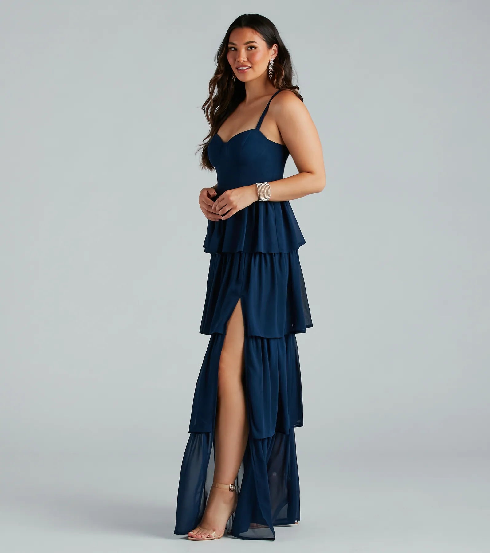 Premium Deborah Chiffon A-Line Ruffled Dress for Special Occasions