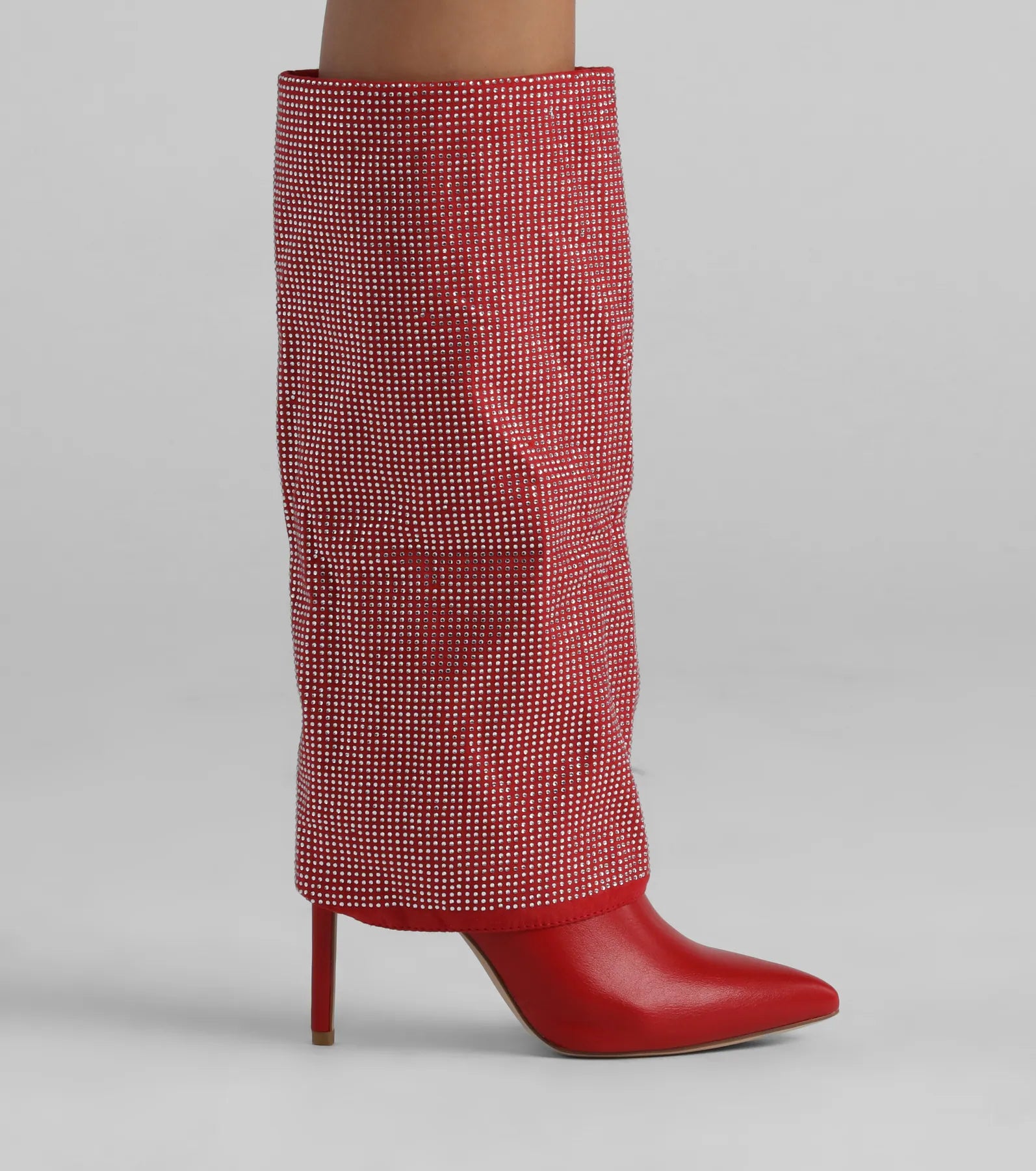 Ultimate Bling Babe Rhinestone Foldover Stiletto Boots
