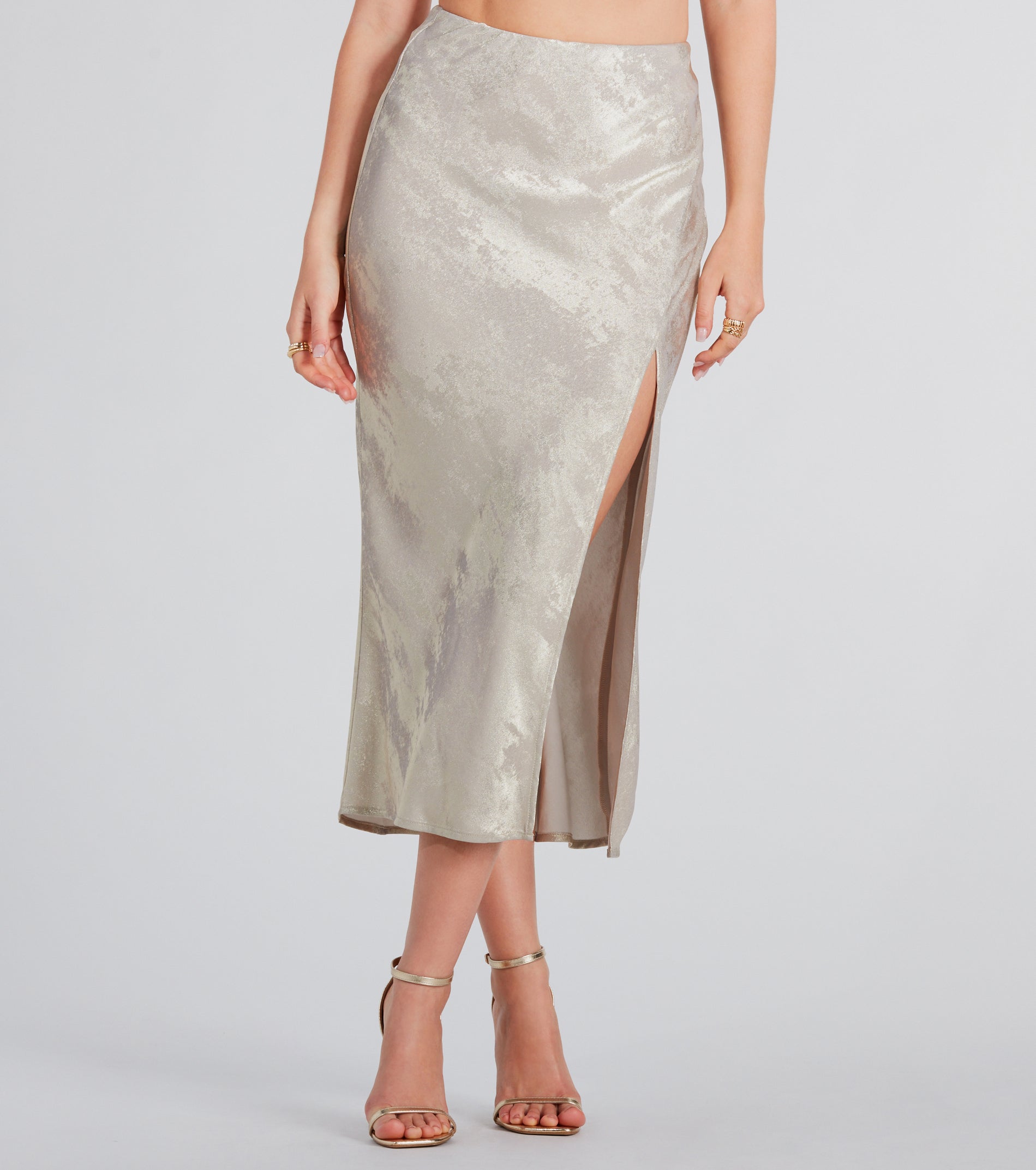 Premium Foiled Satin Midi Skirt - Ultimate Style Upgrade