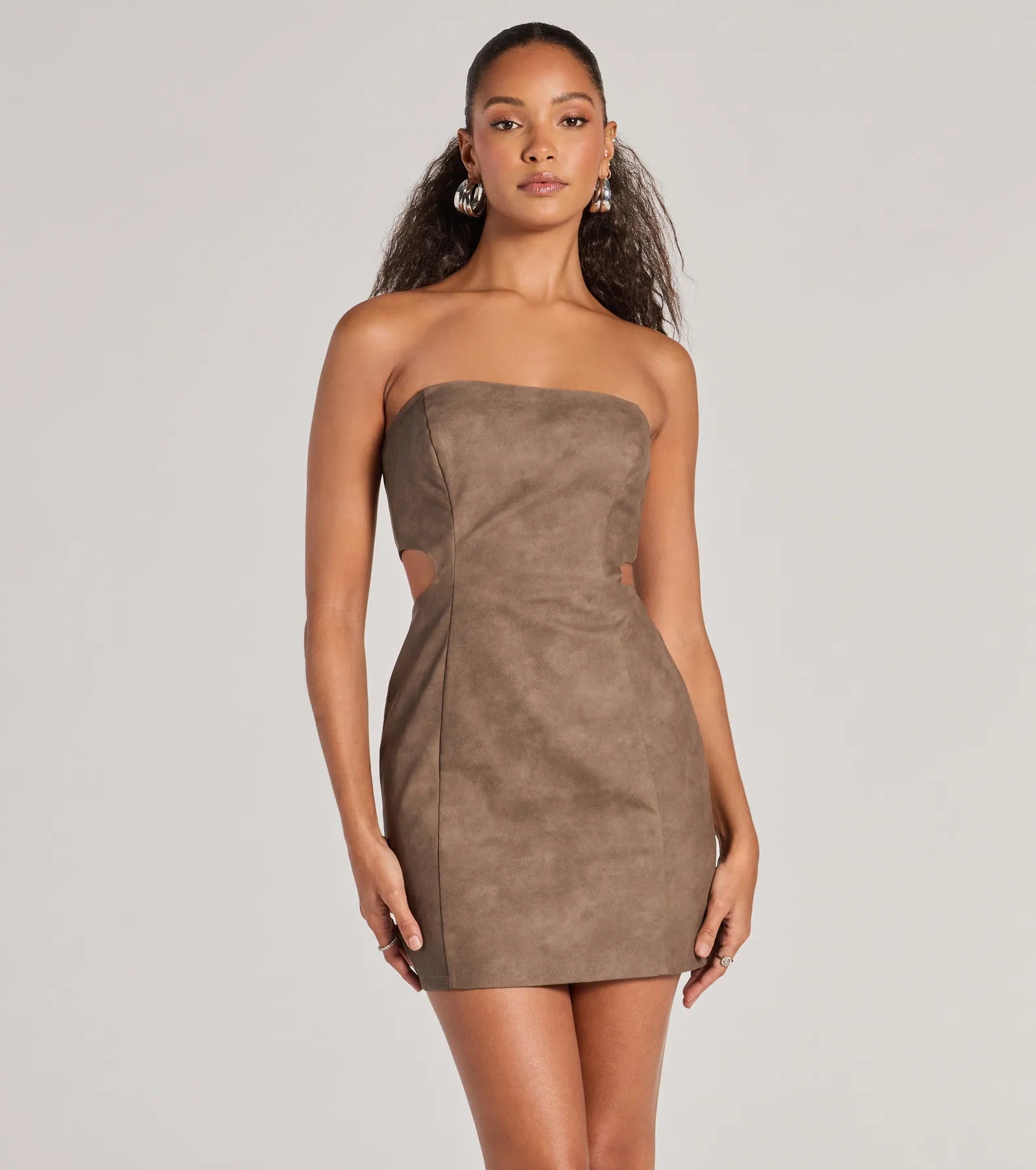 Ultimate Iconic Allure Faux Leather Strapless Mini Dress