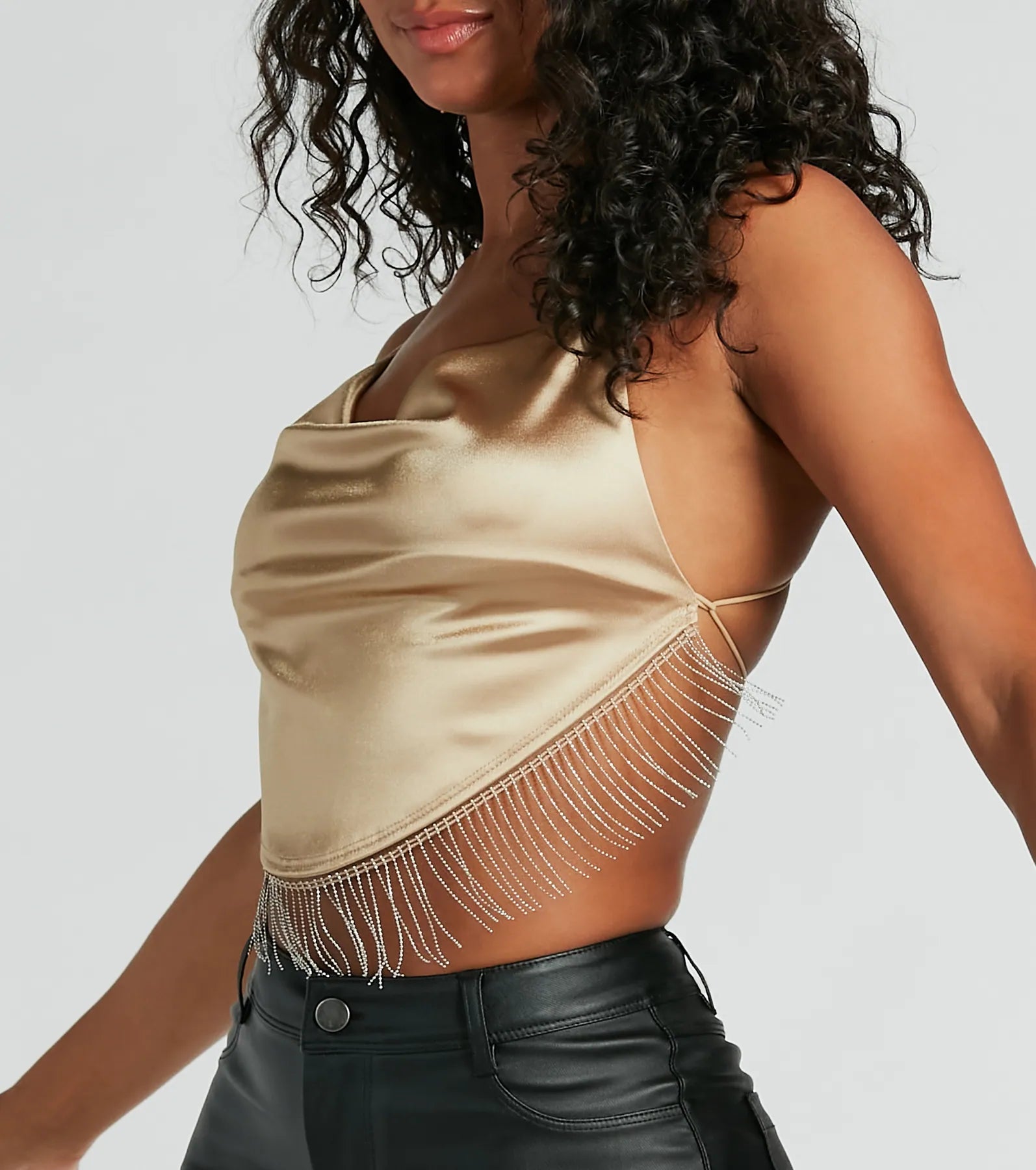 Ultimate Allure Fringe Hem Open Back Crop Top - Trendy & Chic