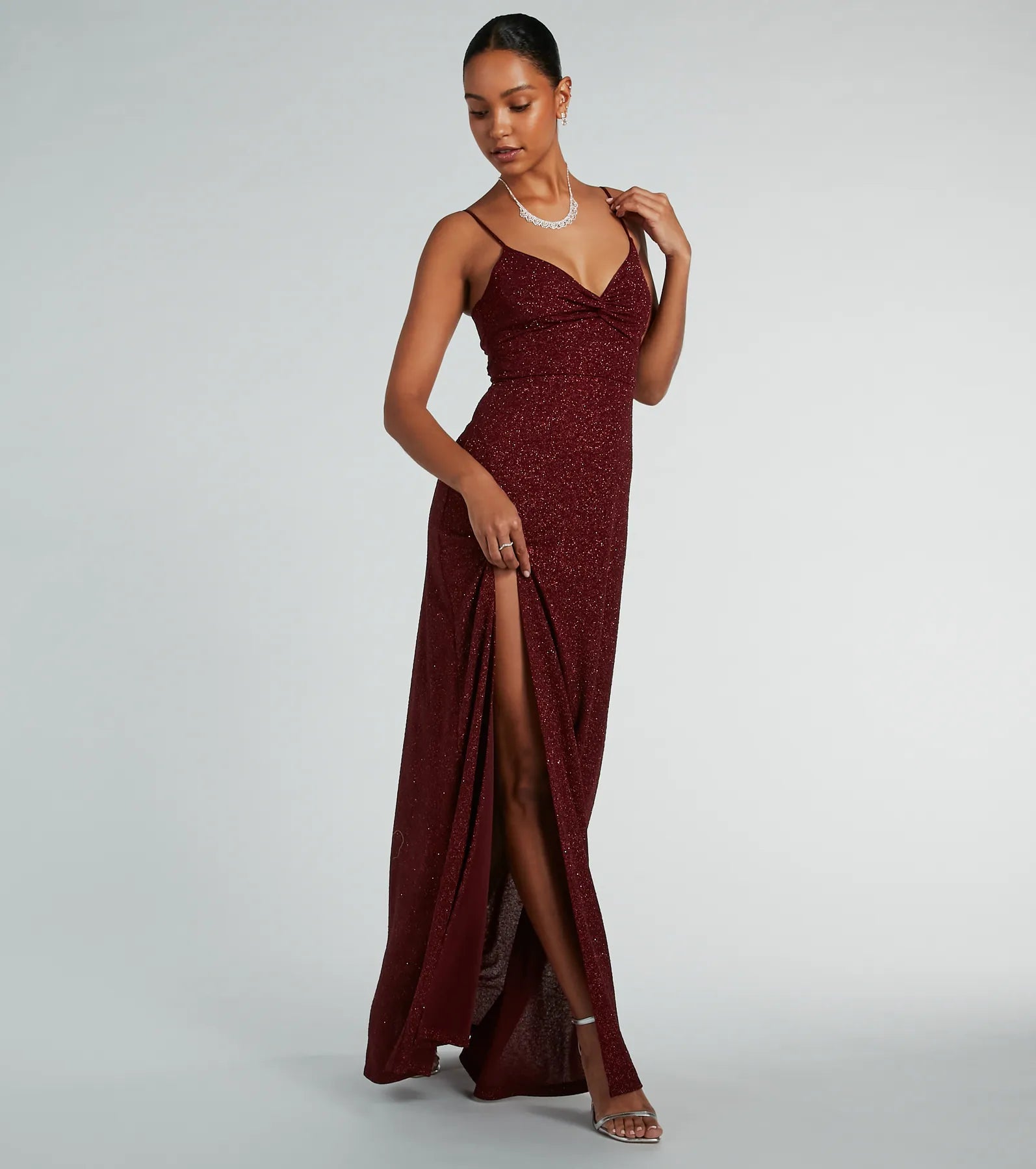 Premium Elizabeth Glitter Cutout Dress – Ultimate Formal Elegance