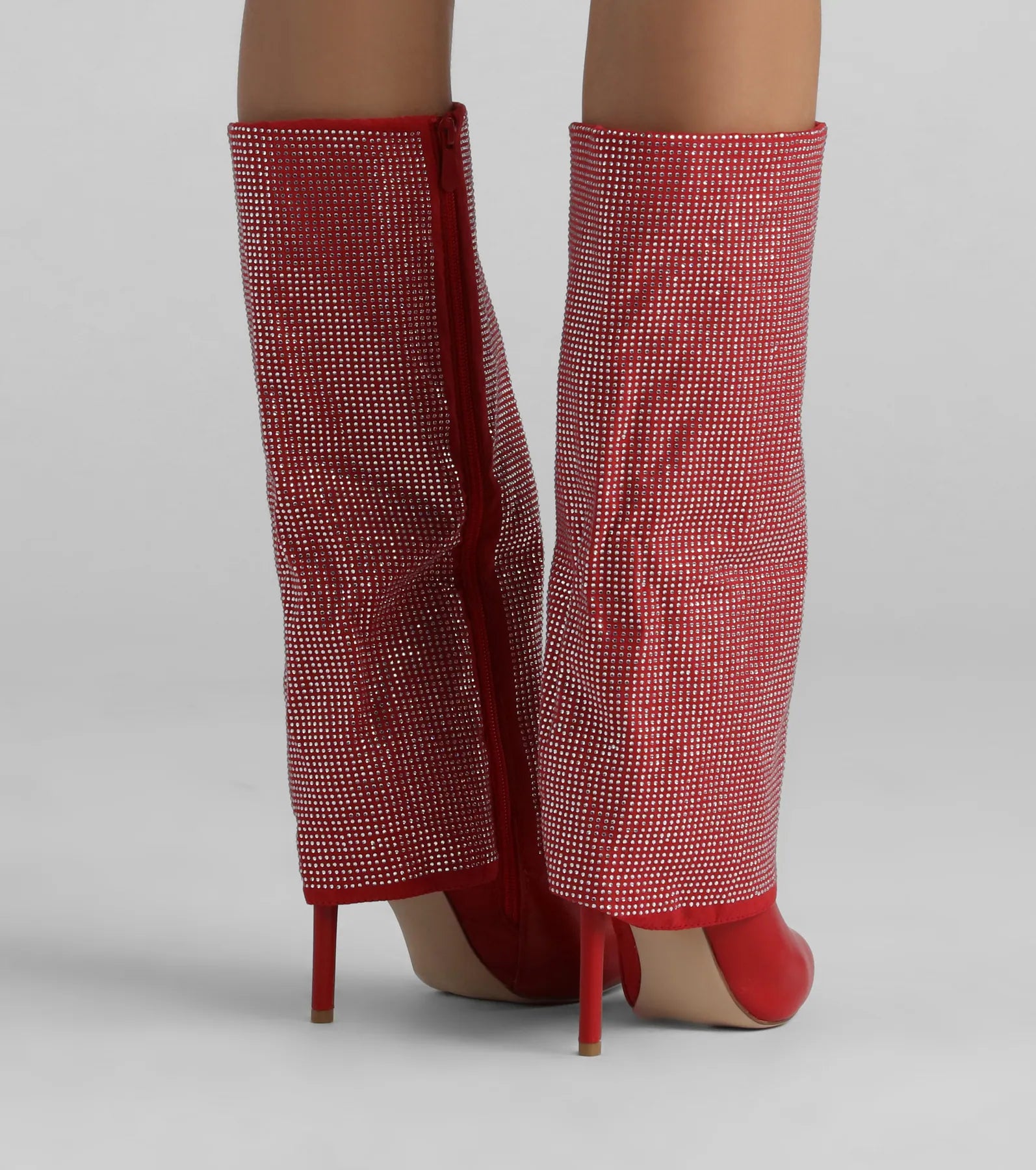 Ultimate Bling Babe Rhinestone Foldover Stiletto Boots