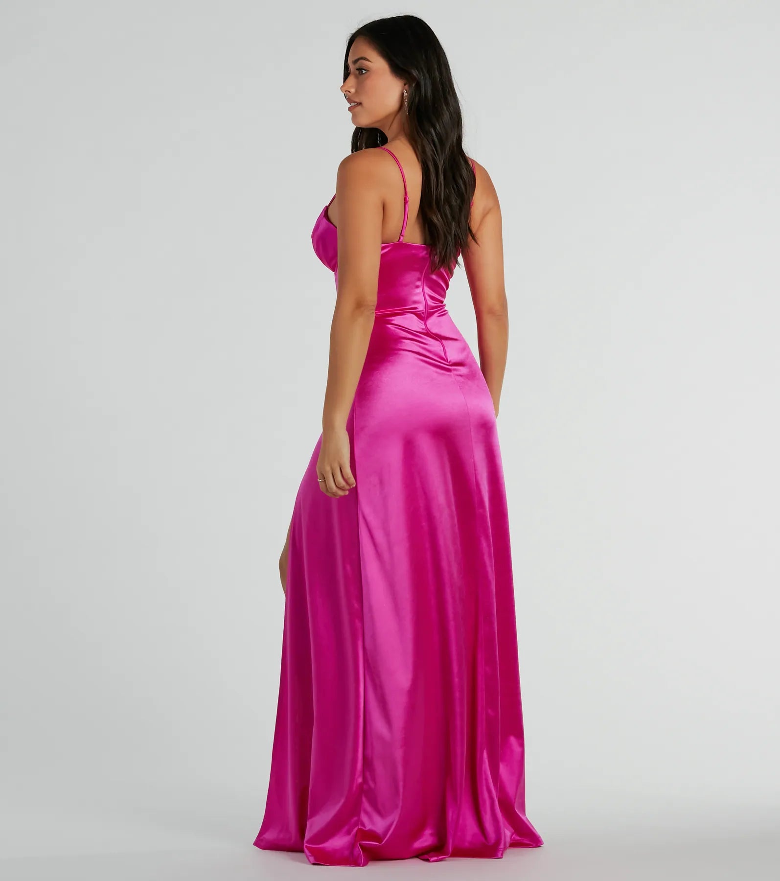 Premium Haley Corset Slit A-Line Satin Formal Gown