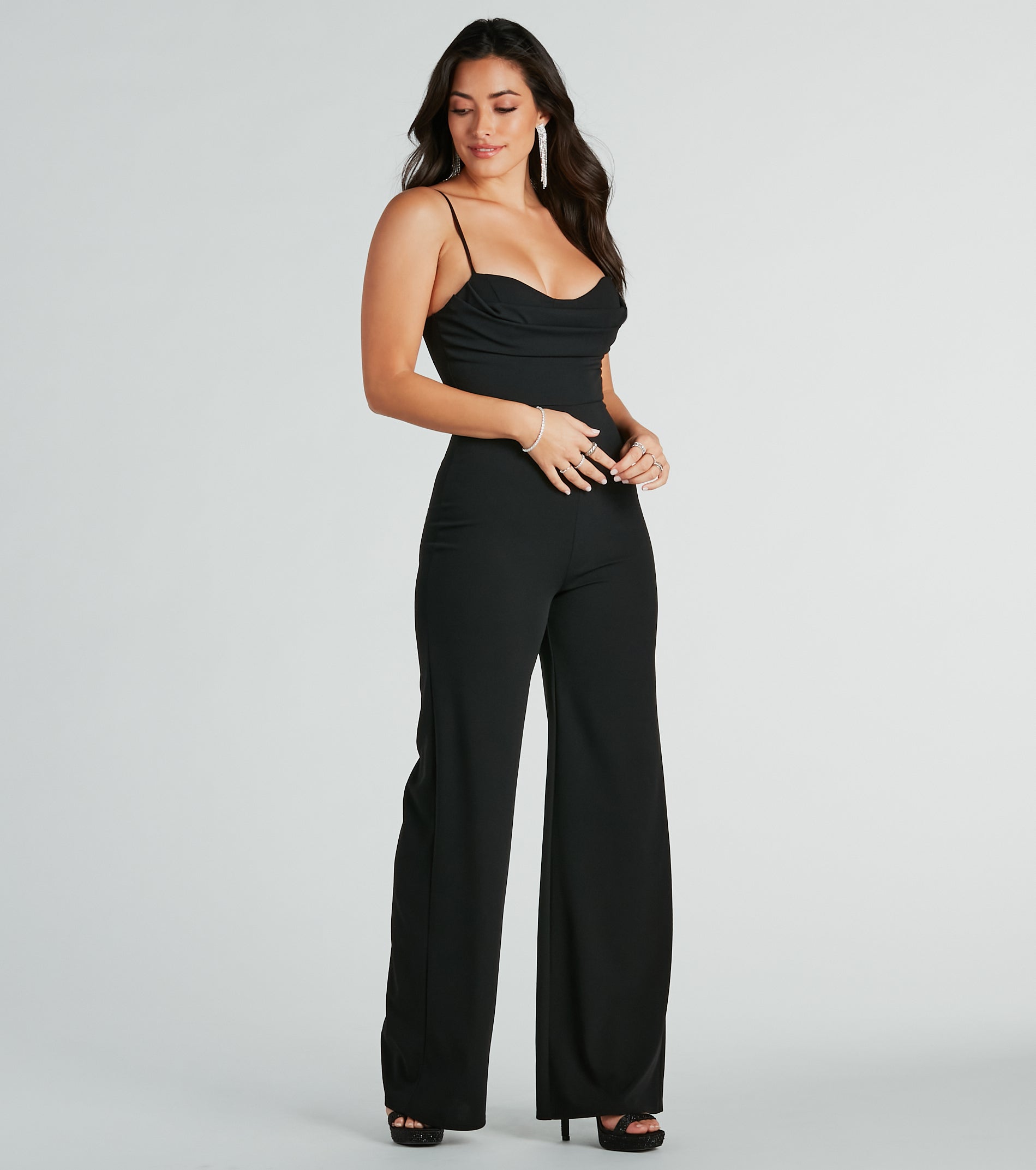 Premium Elegance Crepe Wide-Leg Jumpsuit