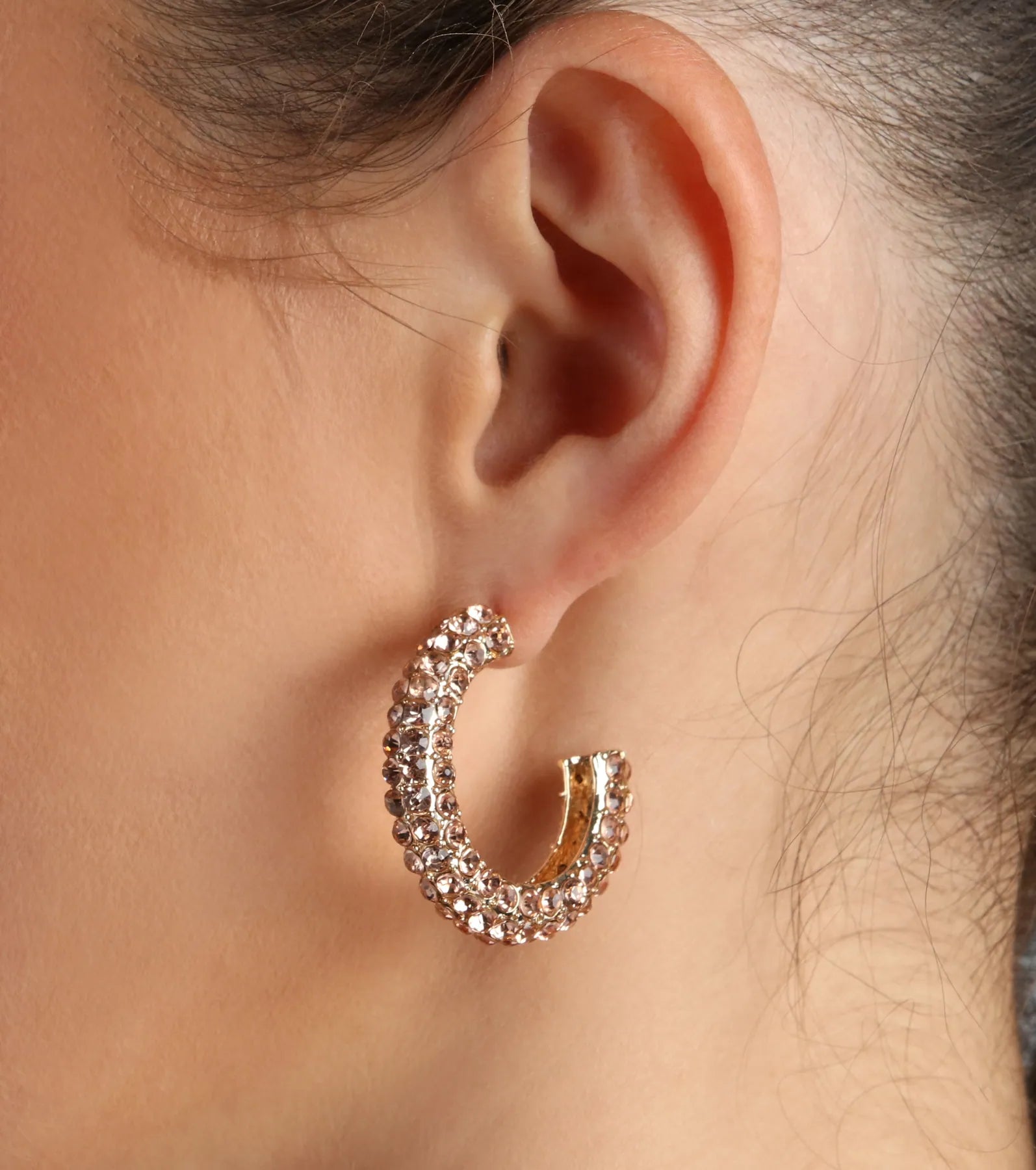 Ultimate Glam Small Rhinestone Hoop Earrings