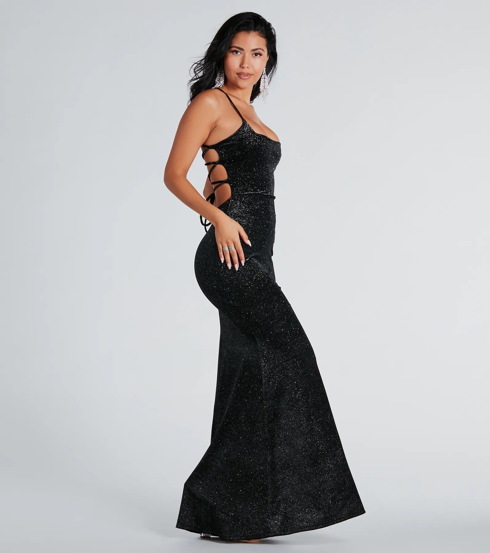 Premium Marlene Glitter Velvet Formal Dress - Ultimate Elegance