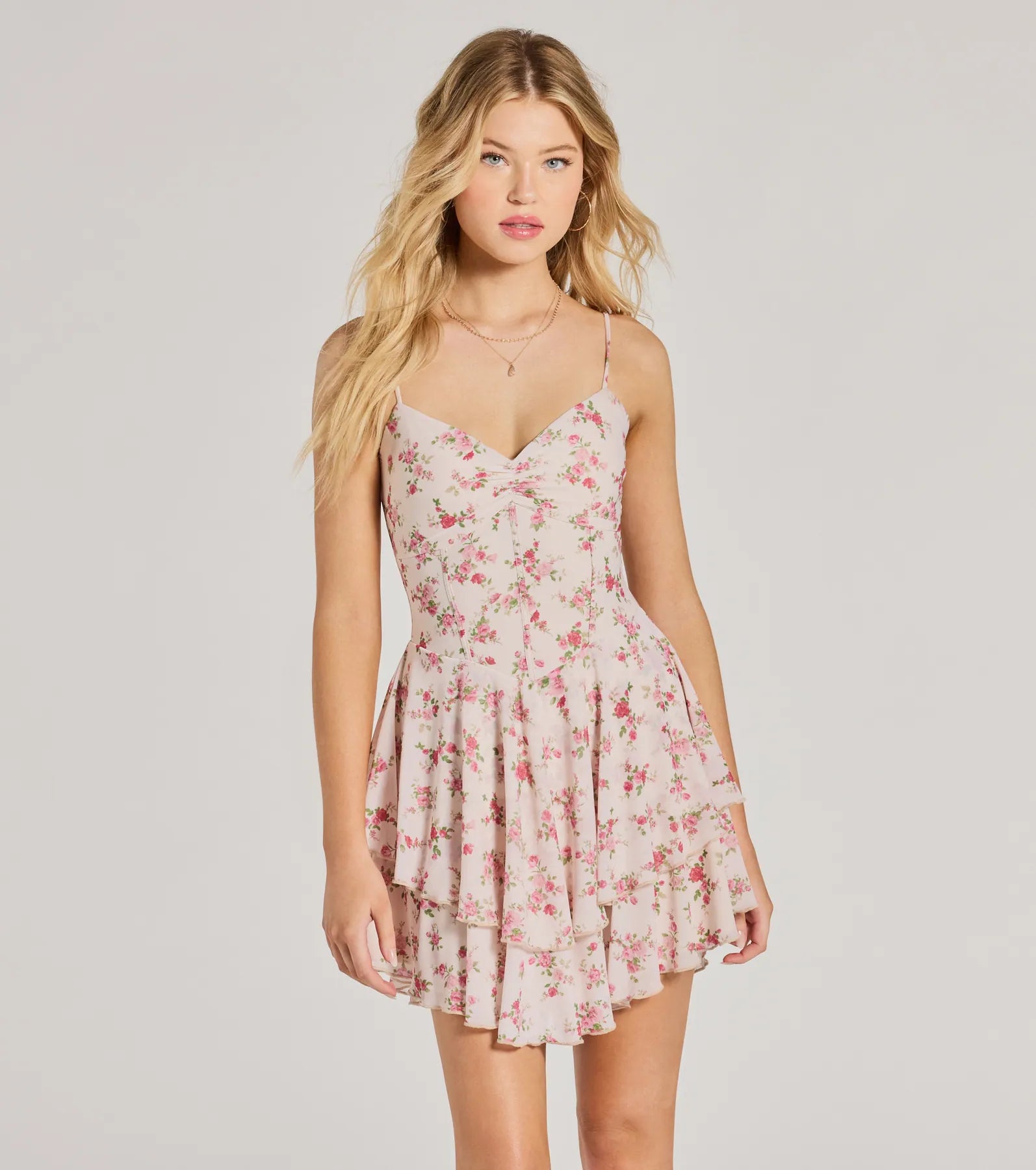 Ultimate Floral V-Neck Corset Skater Dress - True Love Collection