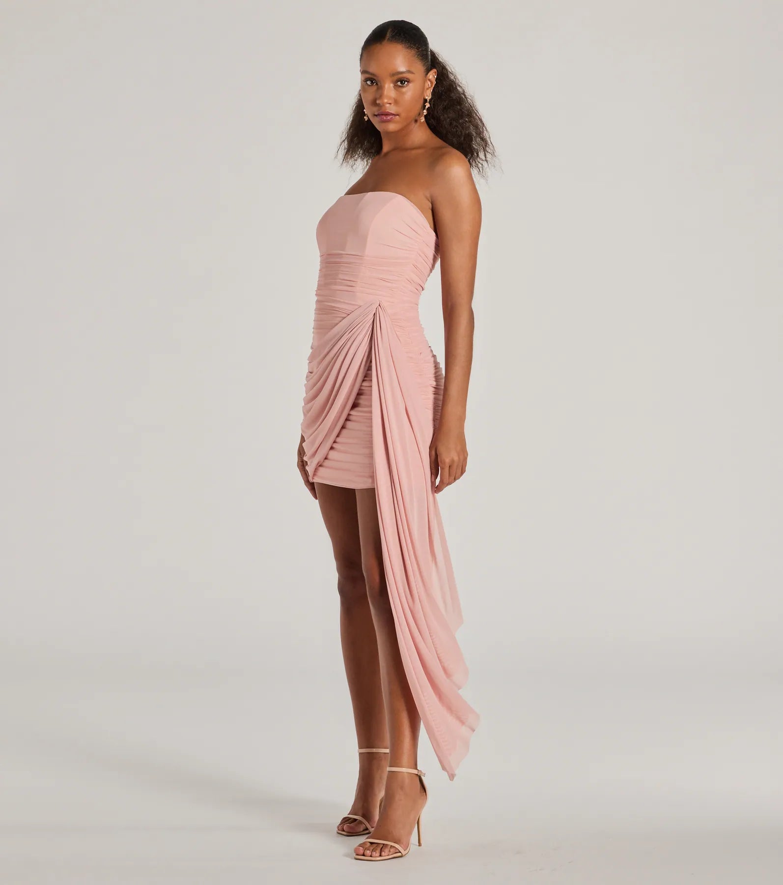 Ultimate Kaiya Strapless Bodycon Dress with Flowy Side Train