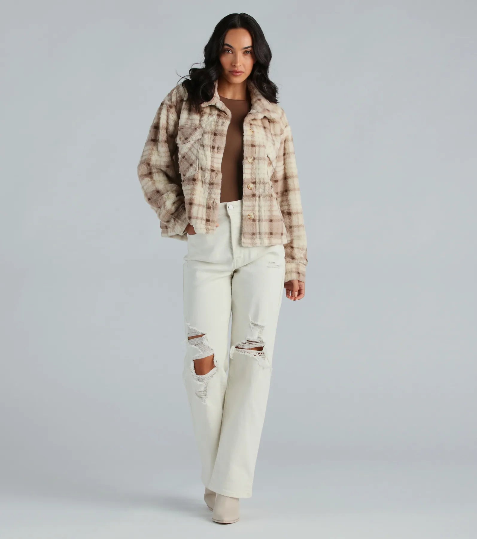 Ultimate Cozy Days Faux Fur Plaid Shacket - Premium Winter Wear