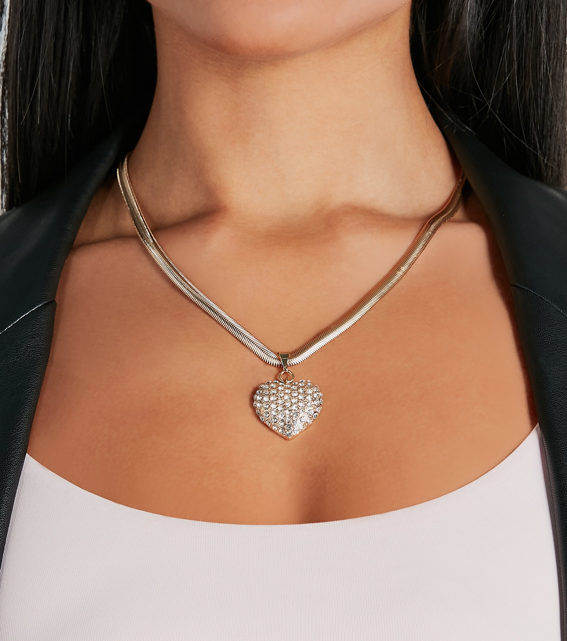 Premium Rhinestone Heart Pendant Necklace - Ultimate Glam Style