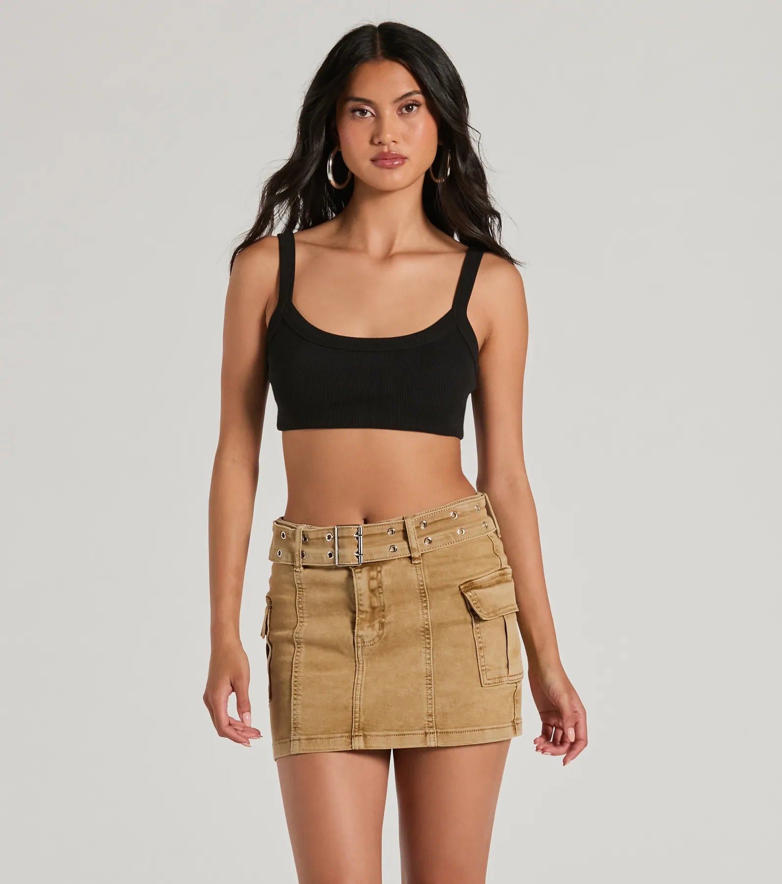 Ultimate Trendsetter Belted Cargo Mini Skirt