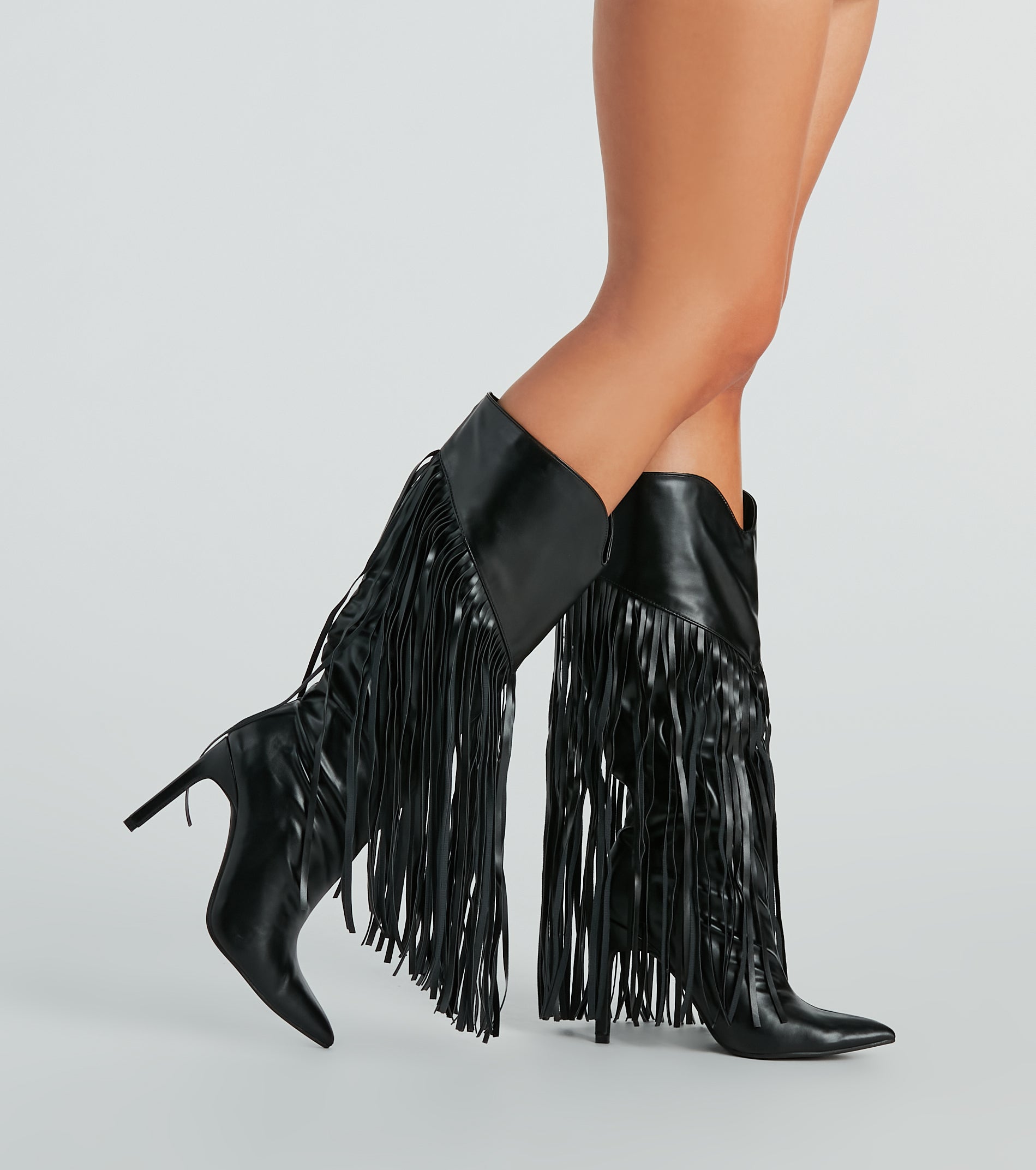 Ultimate Faux Leather Metallic Fringe Boots - Shake & Shine