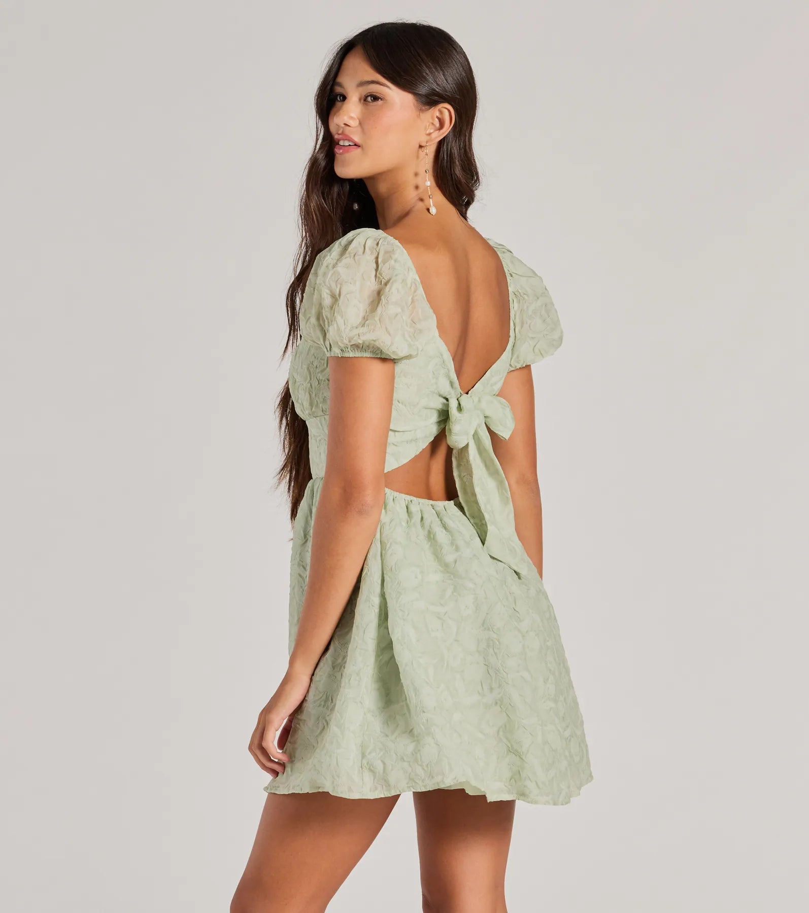 Ultimate Flirty Puff Sleeve Tie-Back Skater Dress