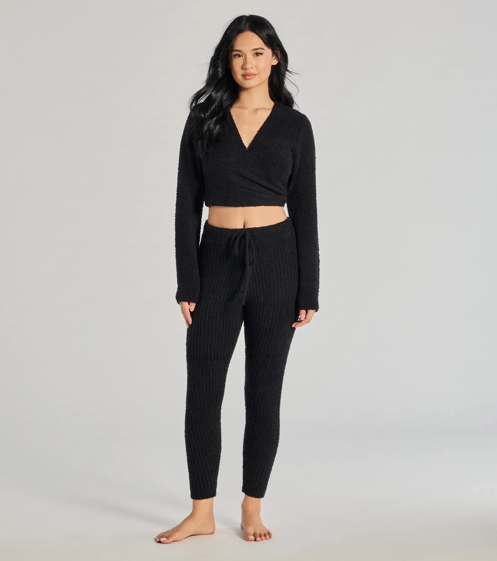 Ultimate Cozy Life Chenille Knit Wrap-Front Crop Top