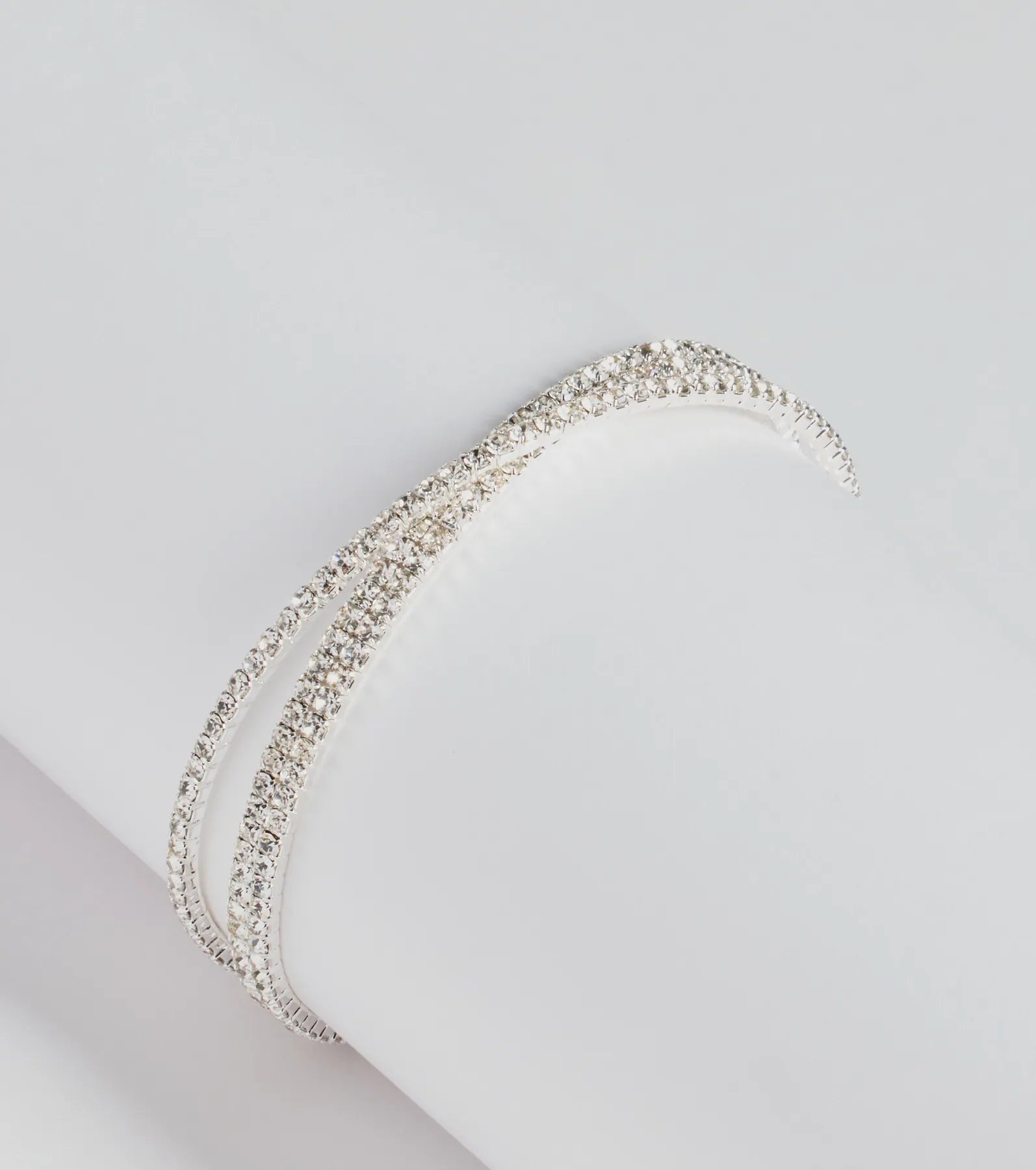 Premium Luxe Criss-Cross Rhinestone Cuff Bracelet