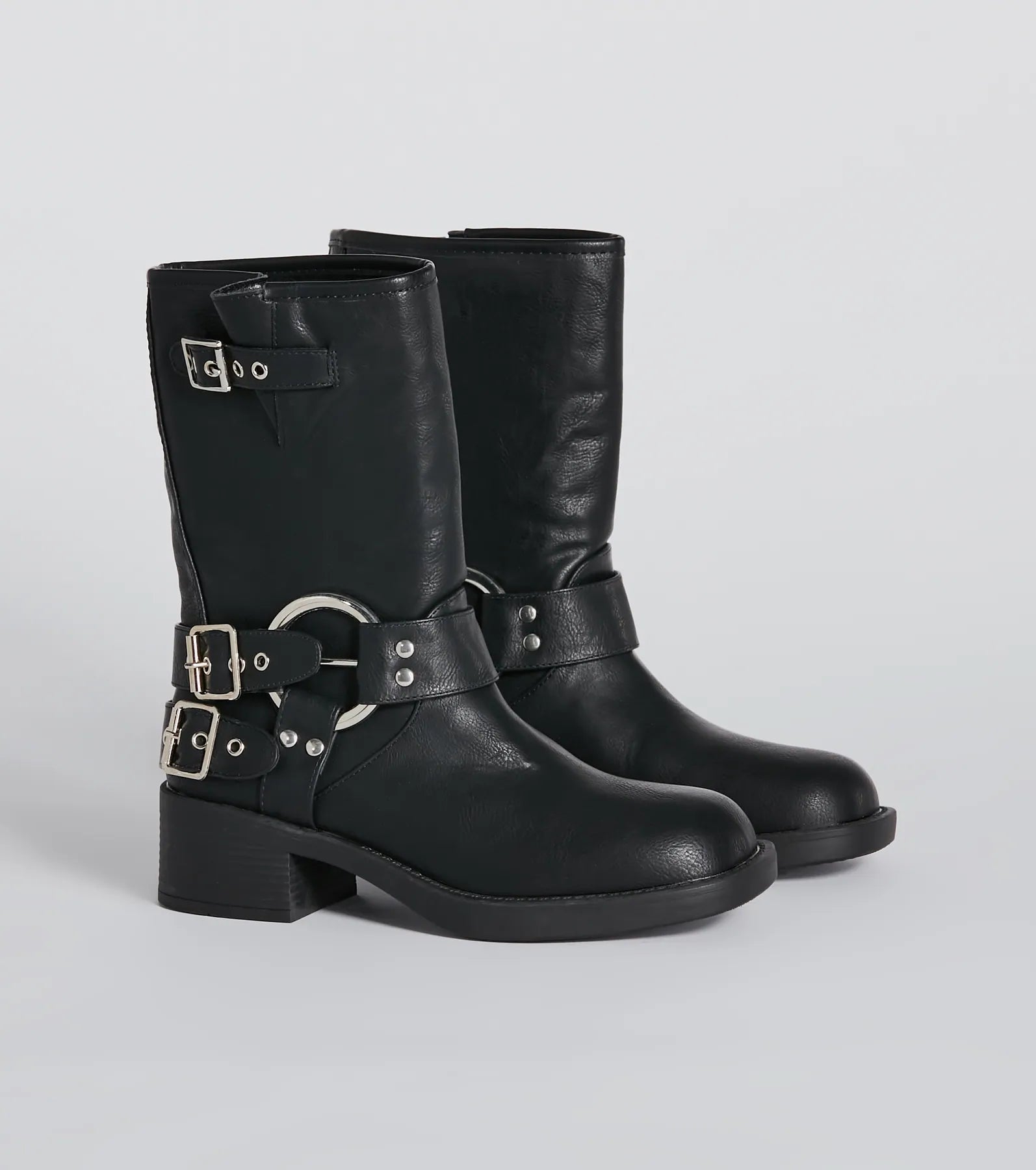 Ultimate Sleek Deets Strappy Faux Leather Biker Boots - Trendy & Edgy