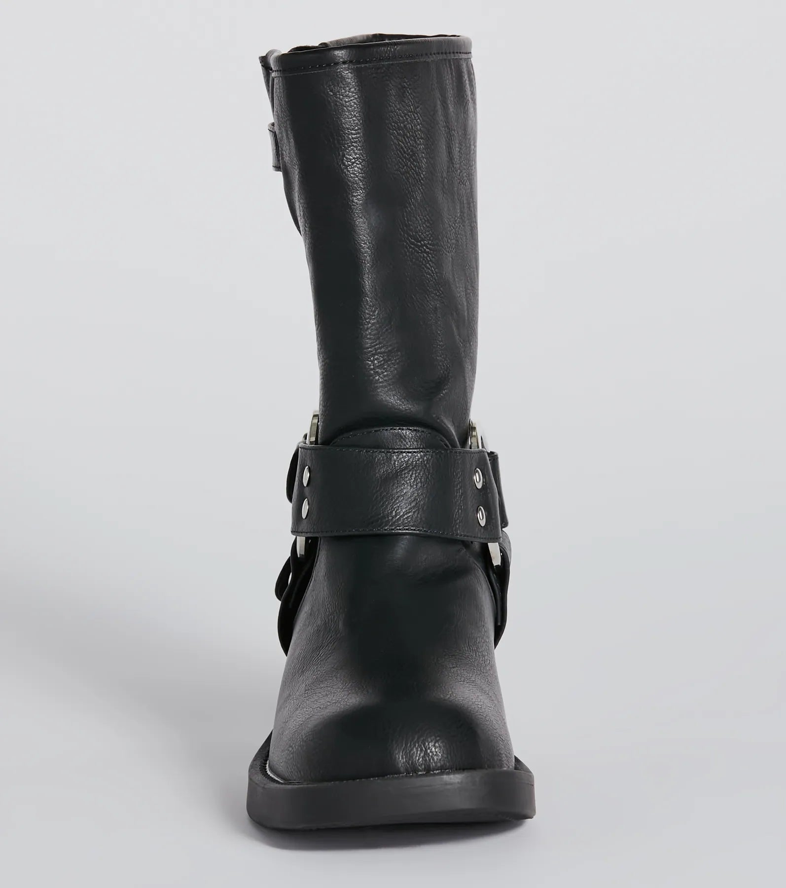 Ultimate Sleek Deets Strappy Faux Leather Biker Boots - Trendy & Edgy