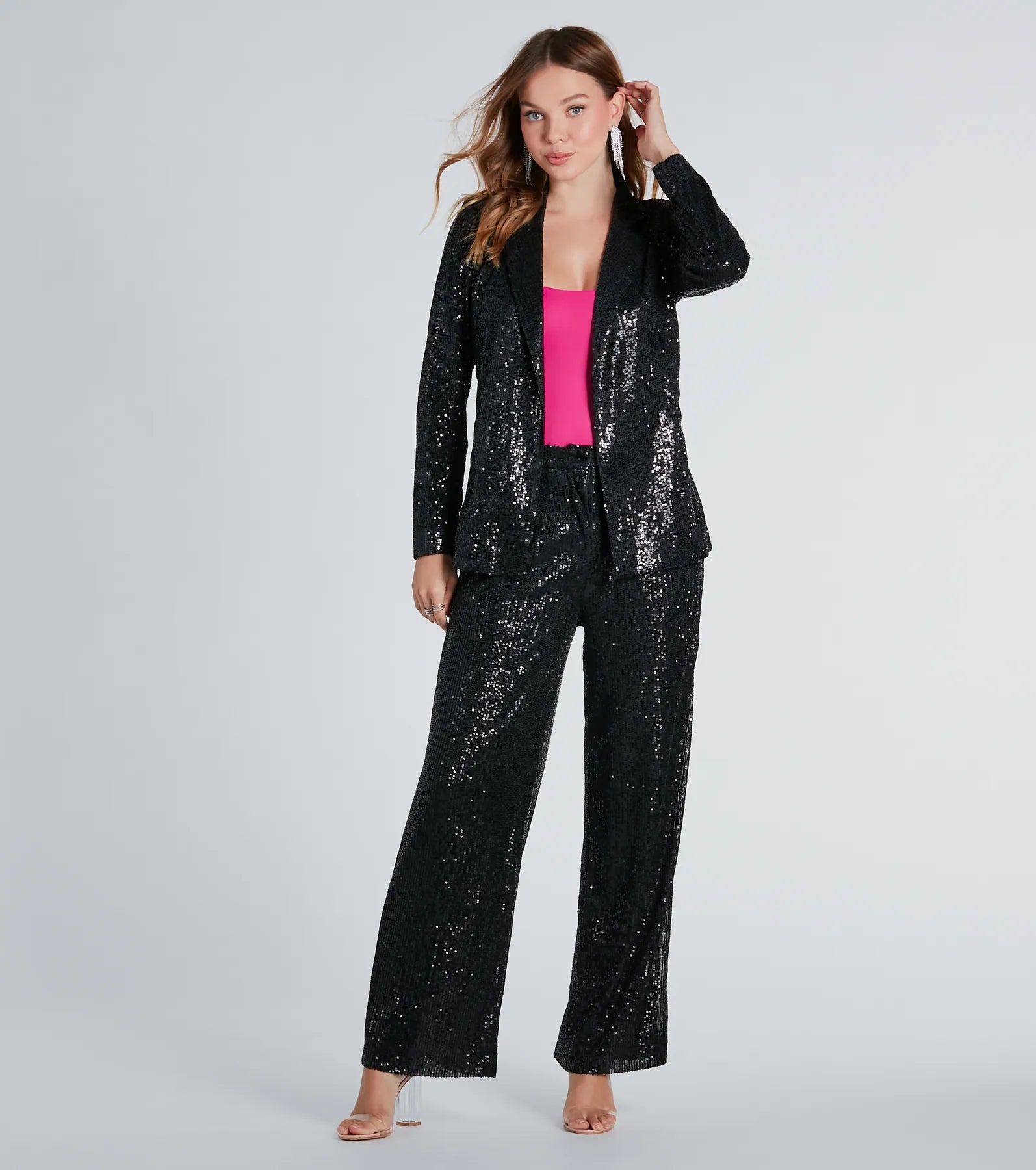 Ultimate Night Cocktails Sequin Tie-Waist Blazer - Premium Holiday Partywear