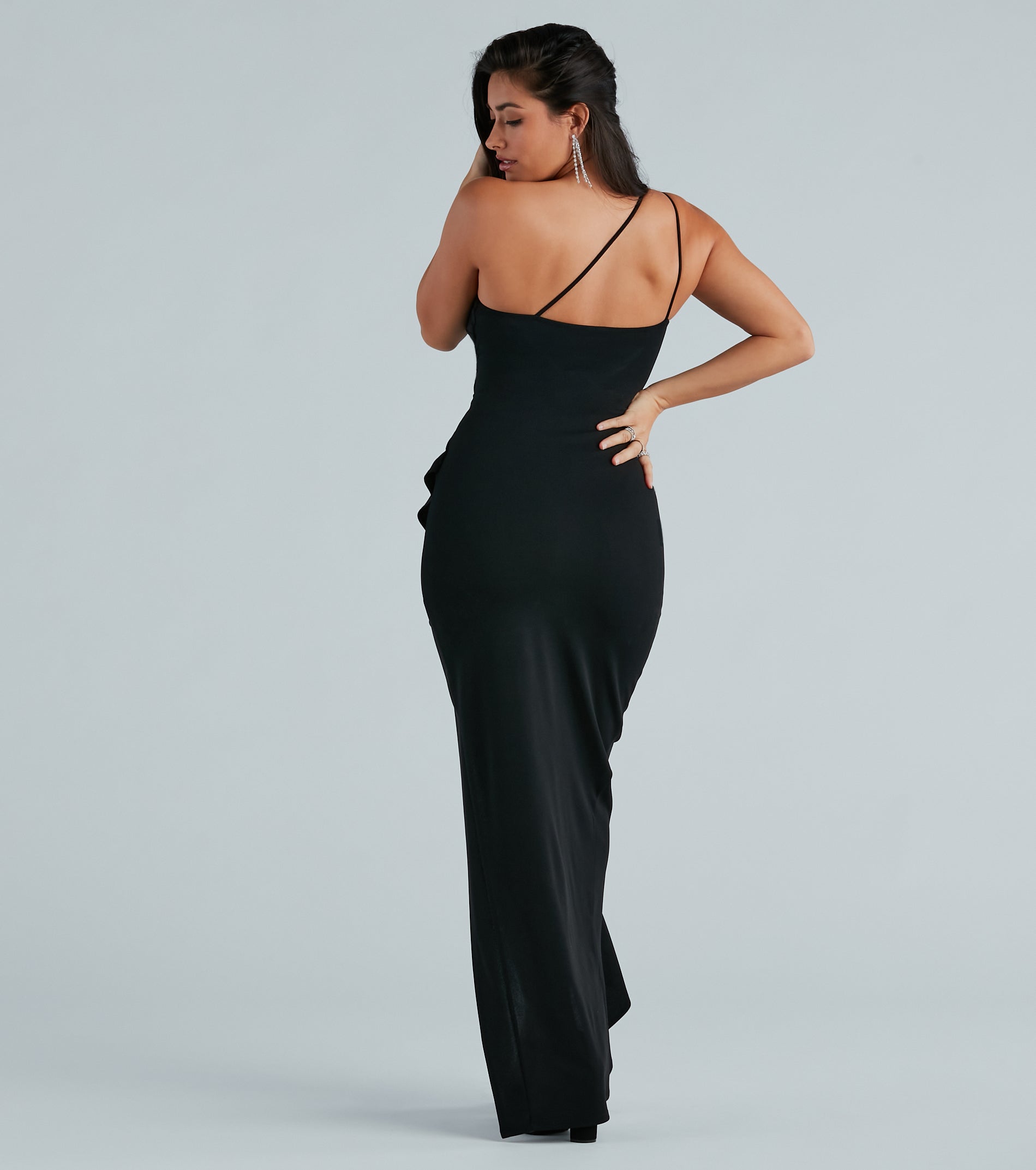 Premium Candace One-Shoulder Crepe Maxi Dress - Ultimate Formal Wear