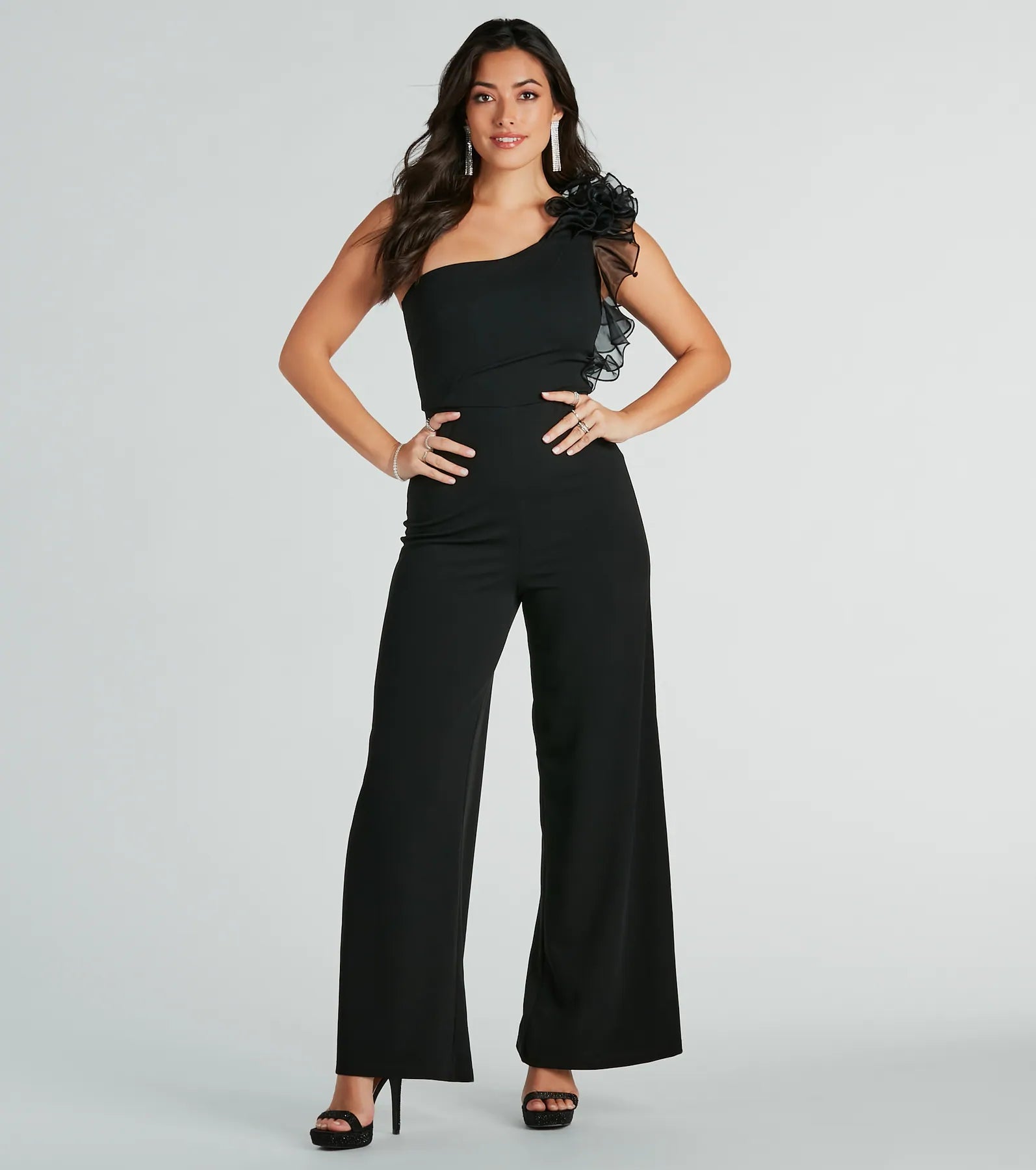 Premium Editorial Babe One-Shoulder Ruffle Jumpsuit - Ultimate Style Upgrade