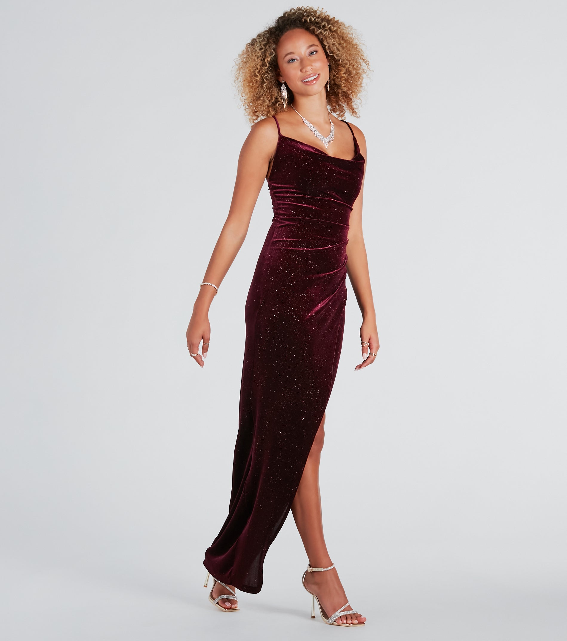 Ultimate Glamour: Prianka Glitter Velvet Evening Dress