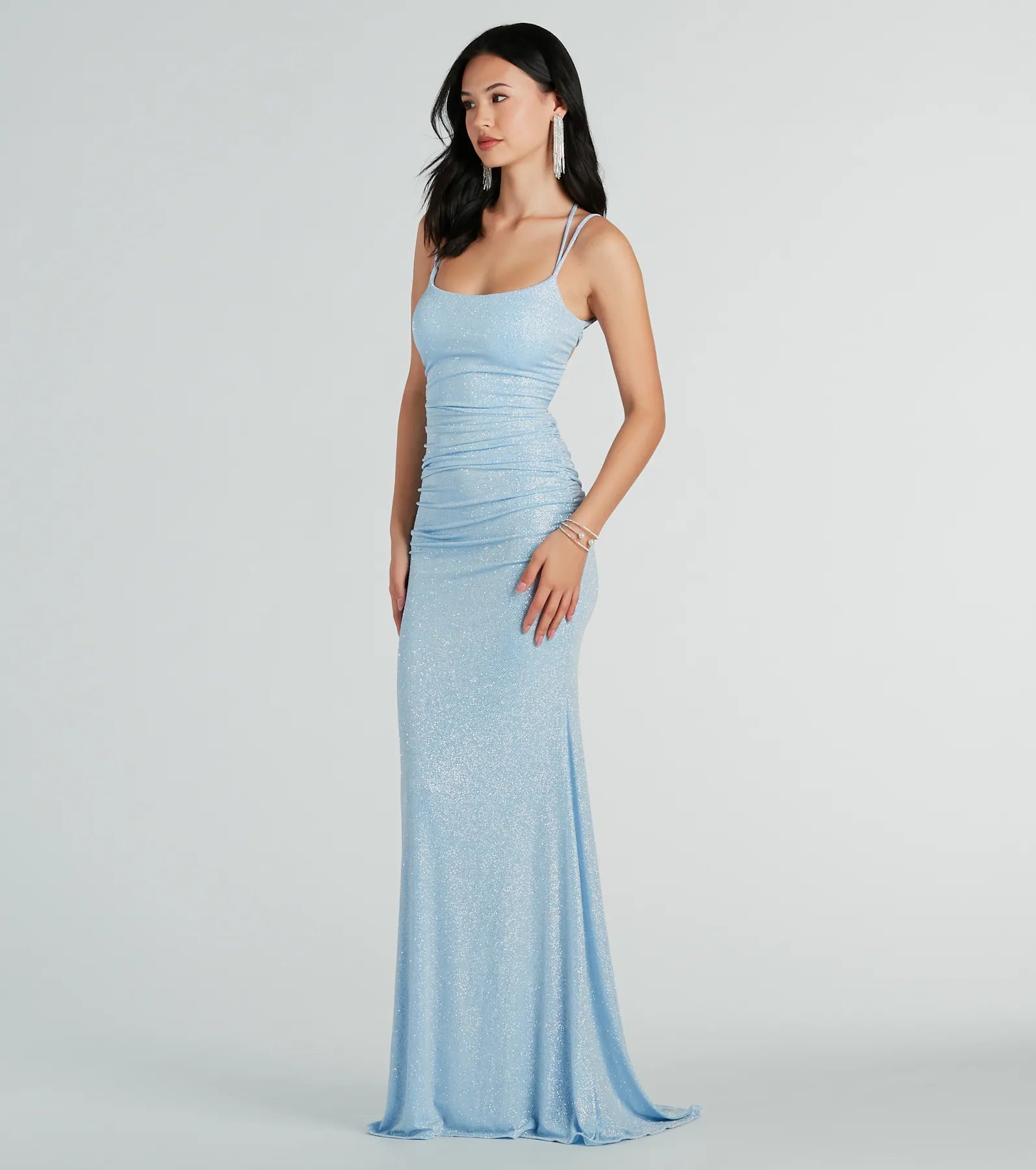 Premium Rylie Glitter Lace-Up Evening Gown