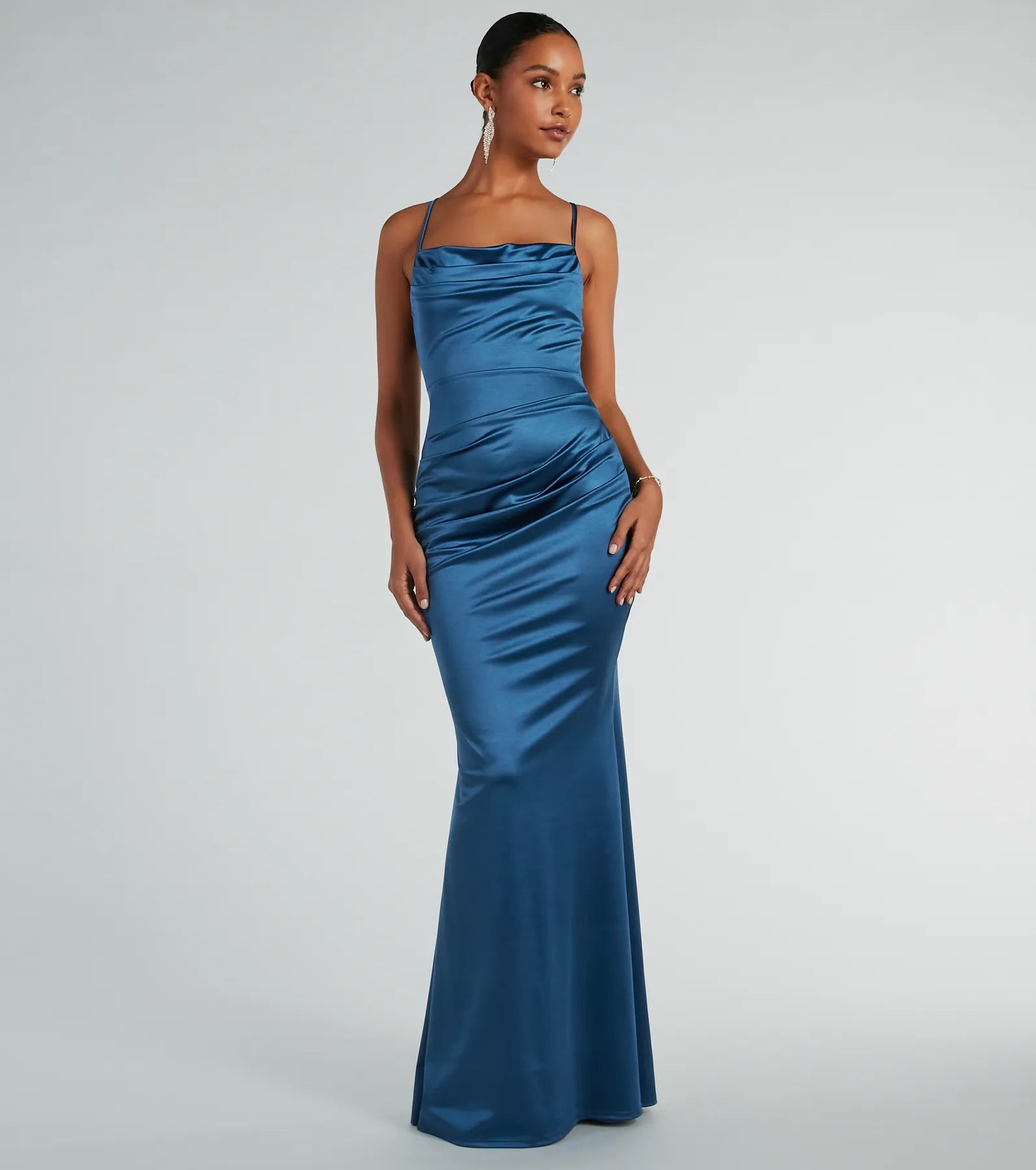 Premium Courteney Cowl Neck Mermaid Satin Gown