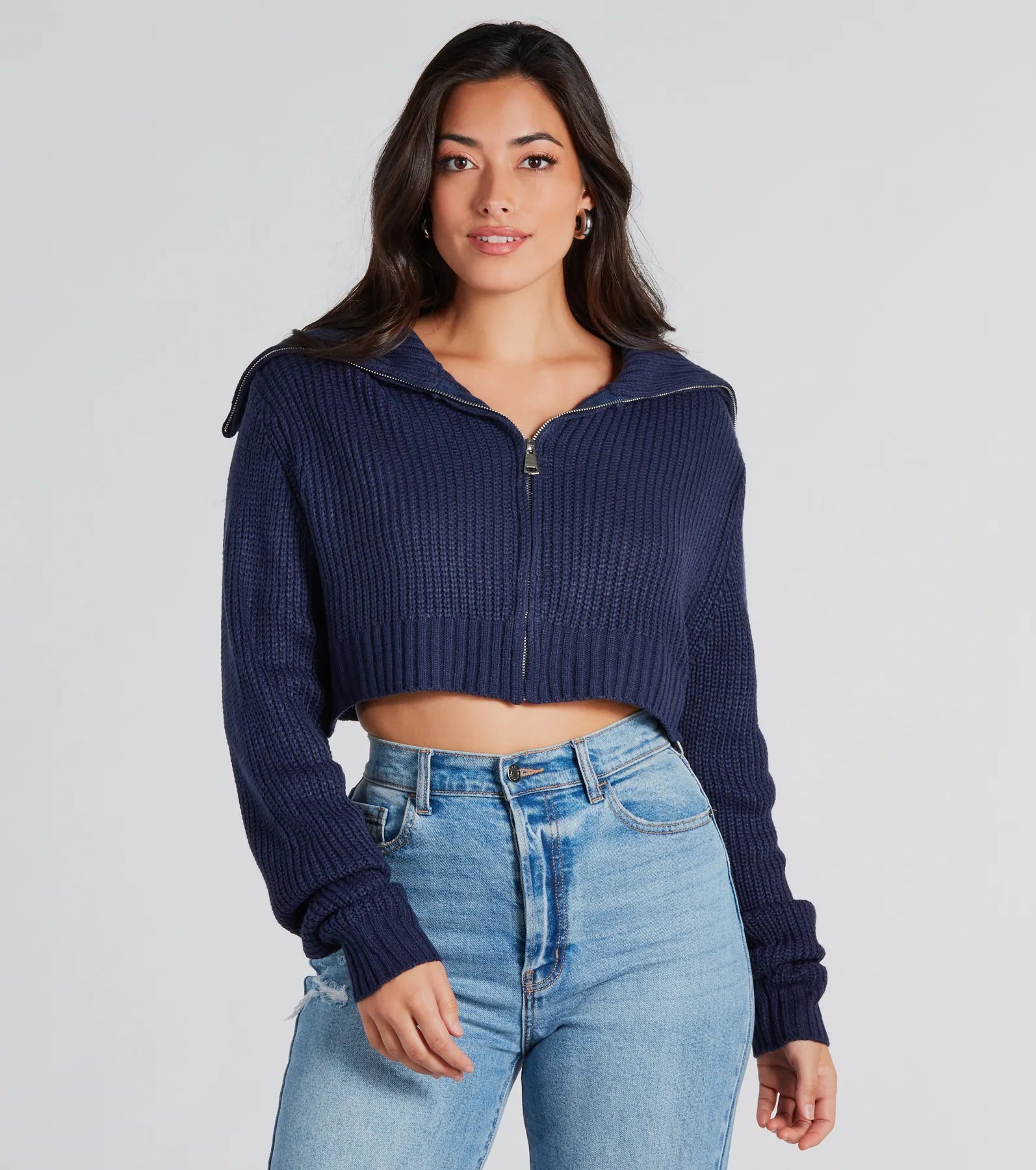 Ultimate Casual Zip-Front Sweater with Premium Collar