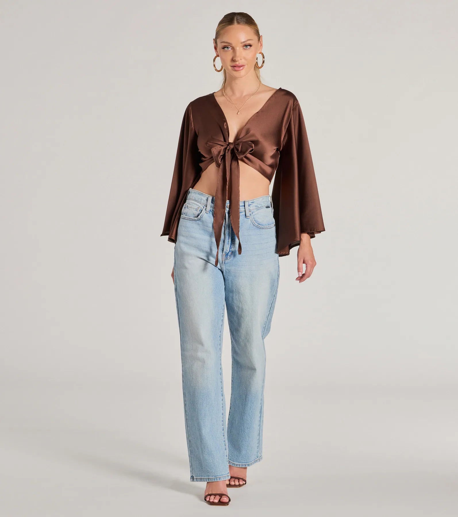 Premium Silky Satin Tie-Front Crop Top | Ultimate Layering Essential