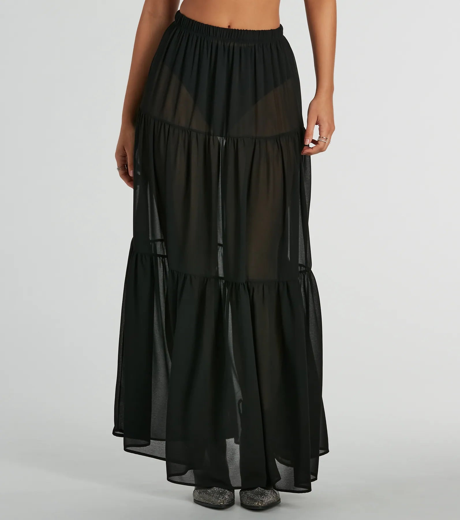 Ultimate Elegance Tiered Chiffon Maxi Skirt